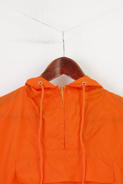 Klass Woman S Jacket Orange Nylon imperméable Zip Neck Hood Pocket Outwear Top