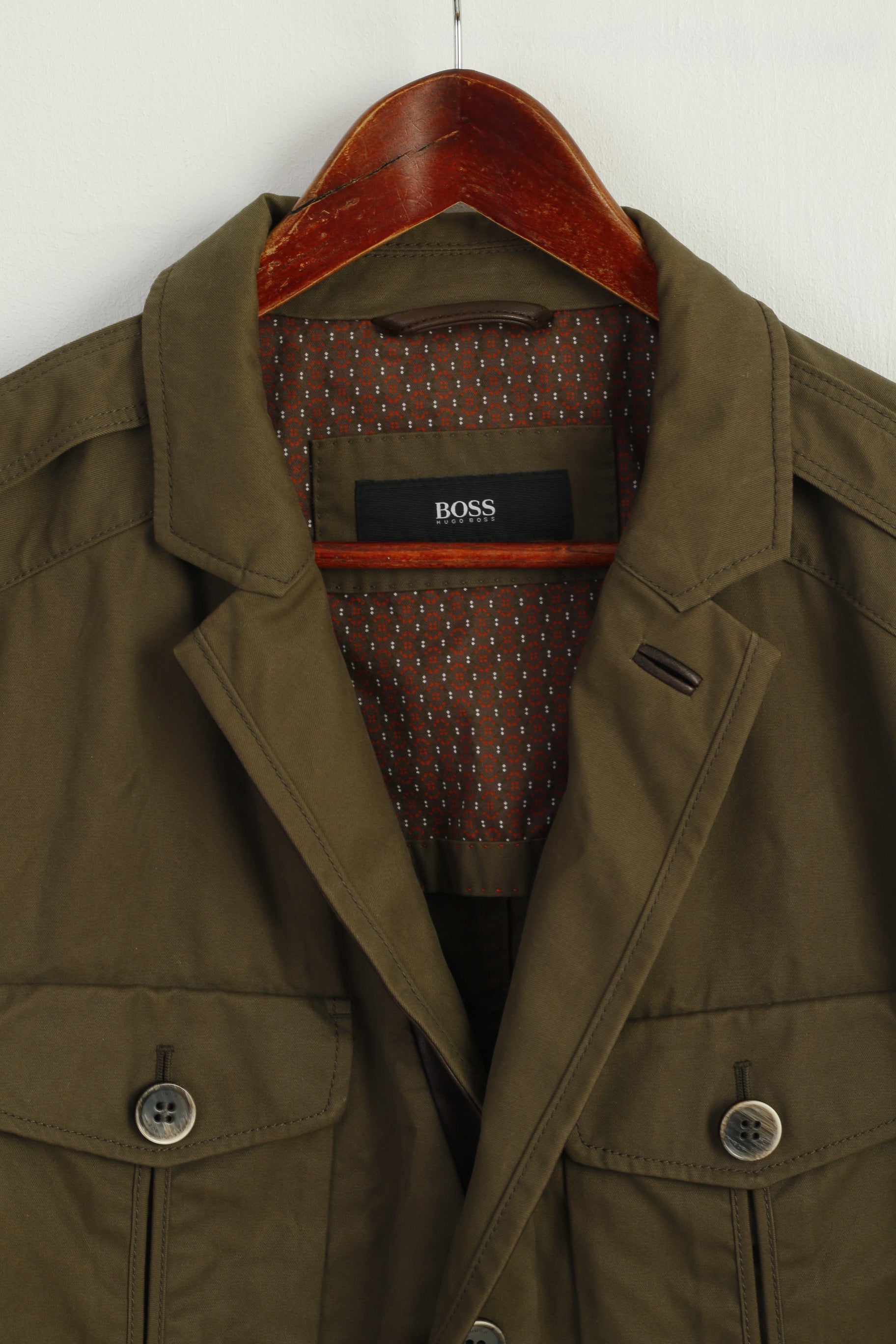 Hugo Boss Men 54 44 Jacket Green Cotton Closen-W Military Classic