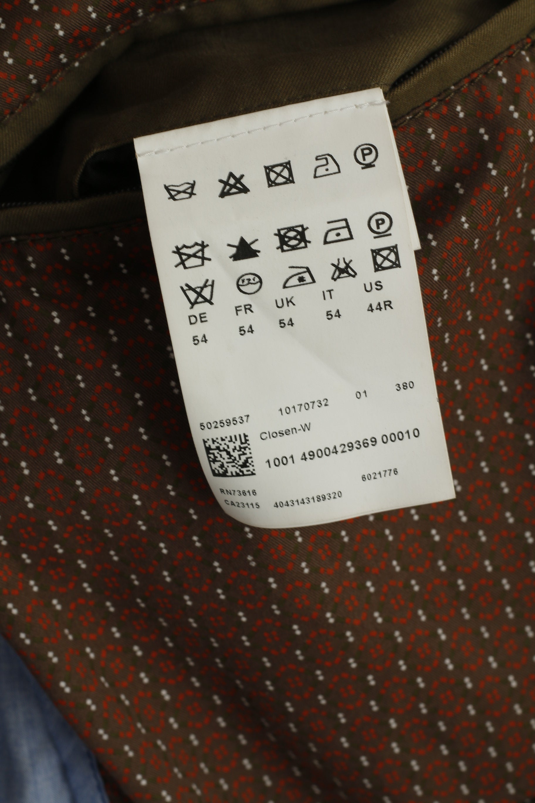 Hugo Boss Men 54 44 Jacket Green Cotton Closen-W Military Classic Blazer