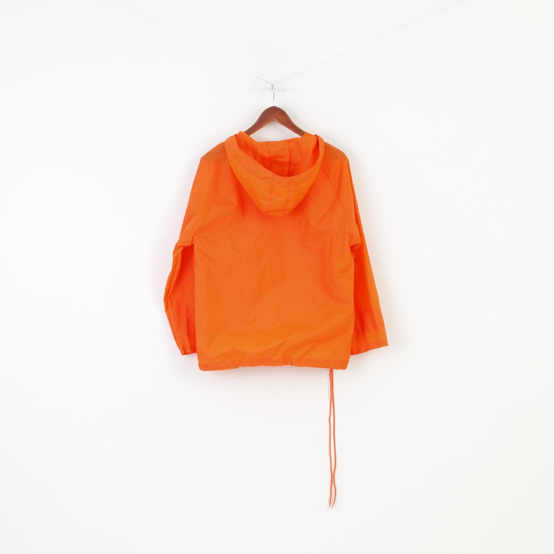 Klass Woman S Jacket Orange Waterproof Nylon Zip Neck Hood Pocket Outwear Top