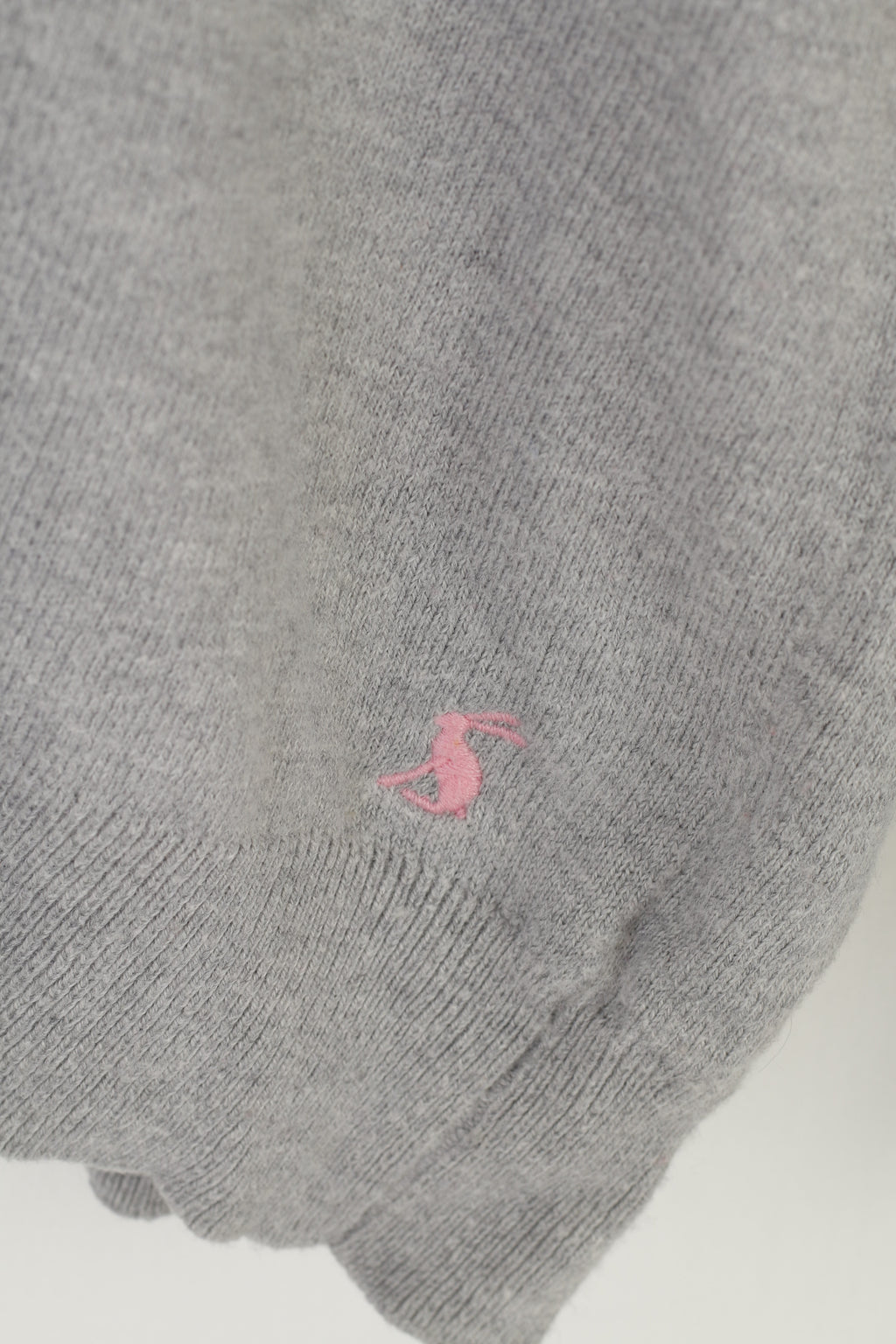 Joules Women L Jumper Gray Cotton Blend Vintage Knitwear V Neck Sweater