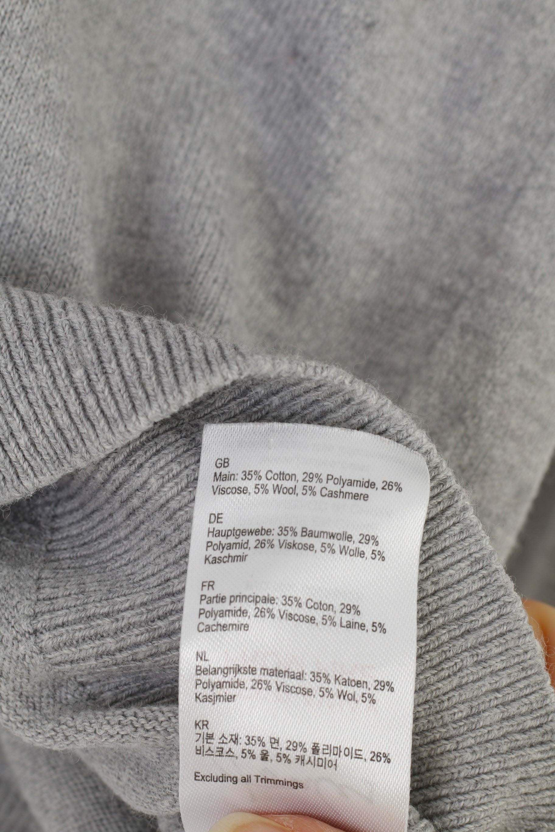 Joules Women L Jumper Gray Cotton Blend Vintage Knitwear V Neck Sweater