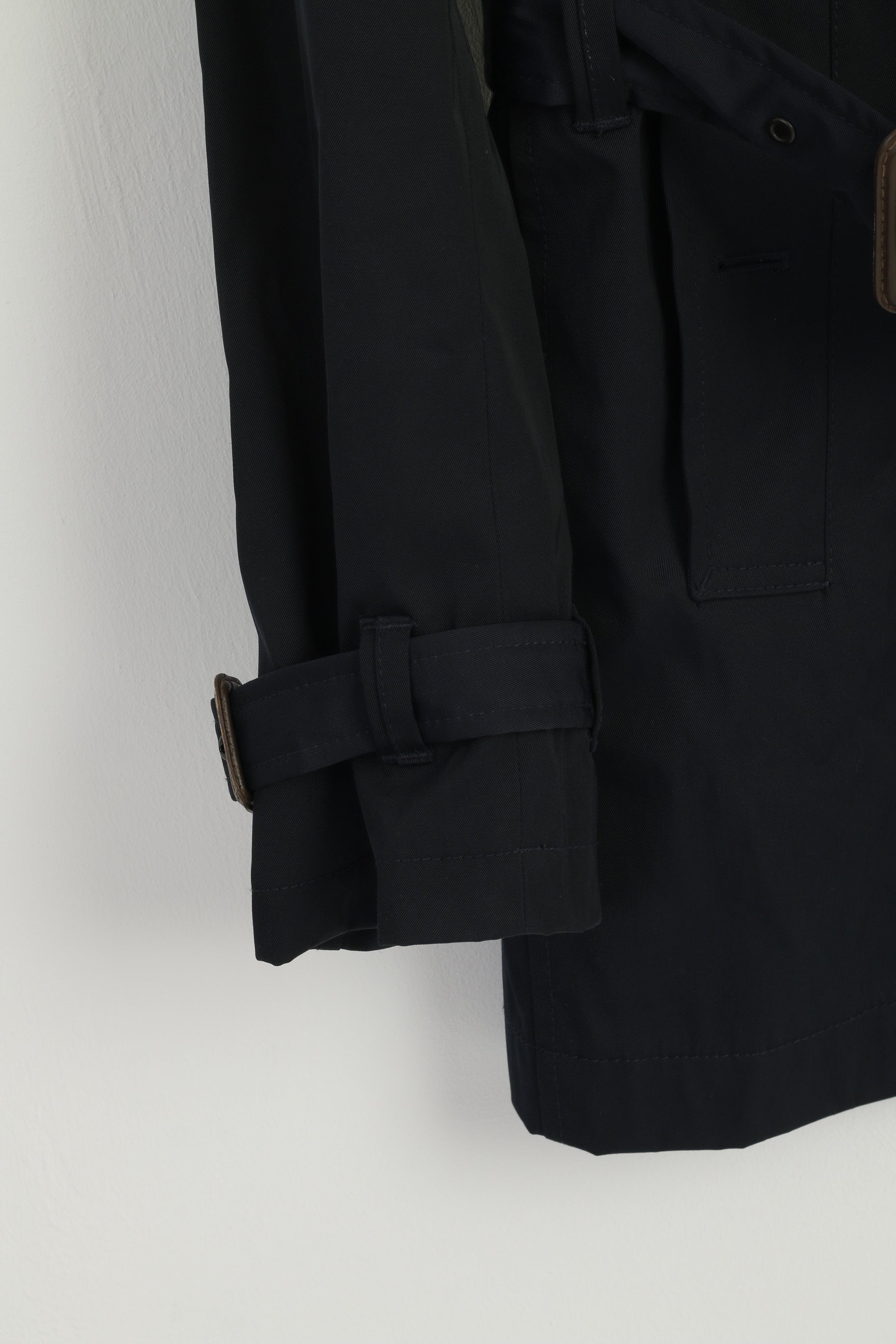 Tommy Hilfiger Tailored Men 54 L Coat Navy Shiny Belted Buttoned Casual Top