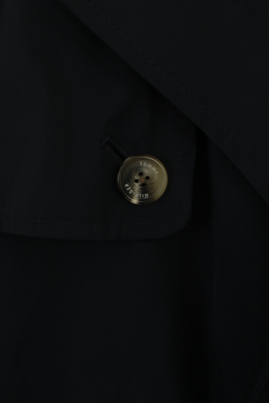 Tommy Hilfiger Tailored Men 54 L Coat Navy Shiny Belted Buttoned Casual Top