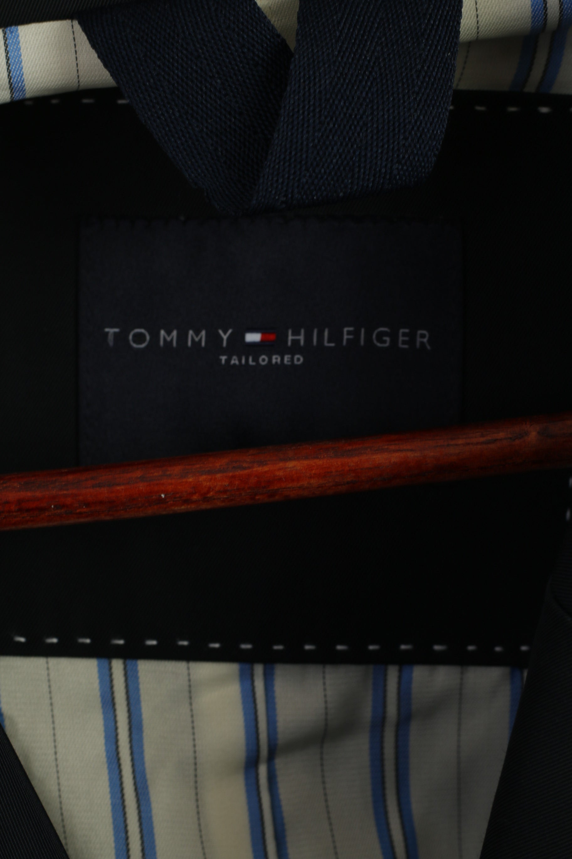 Tommy Hilfiger Tailored Men 54 L Coat Navy Shiny Belted Buttoned Casual Top