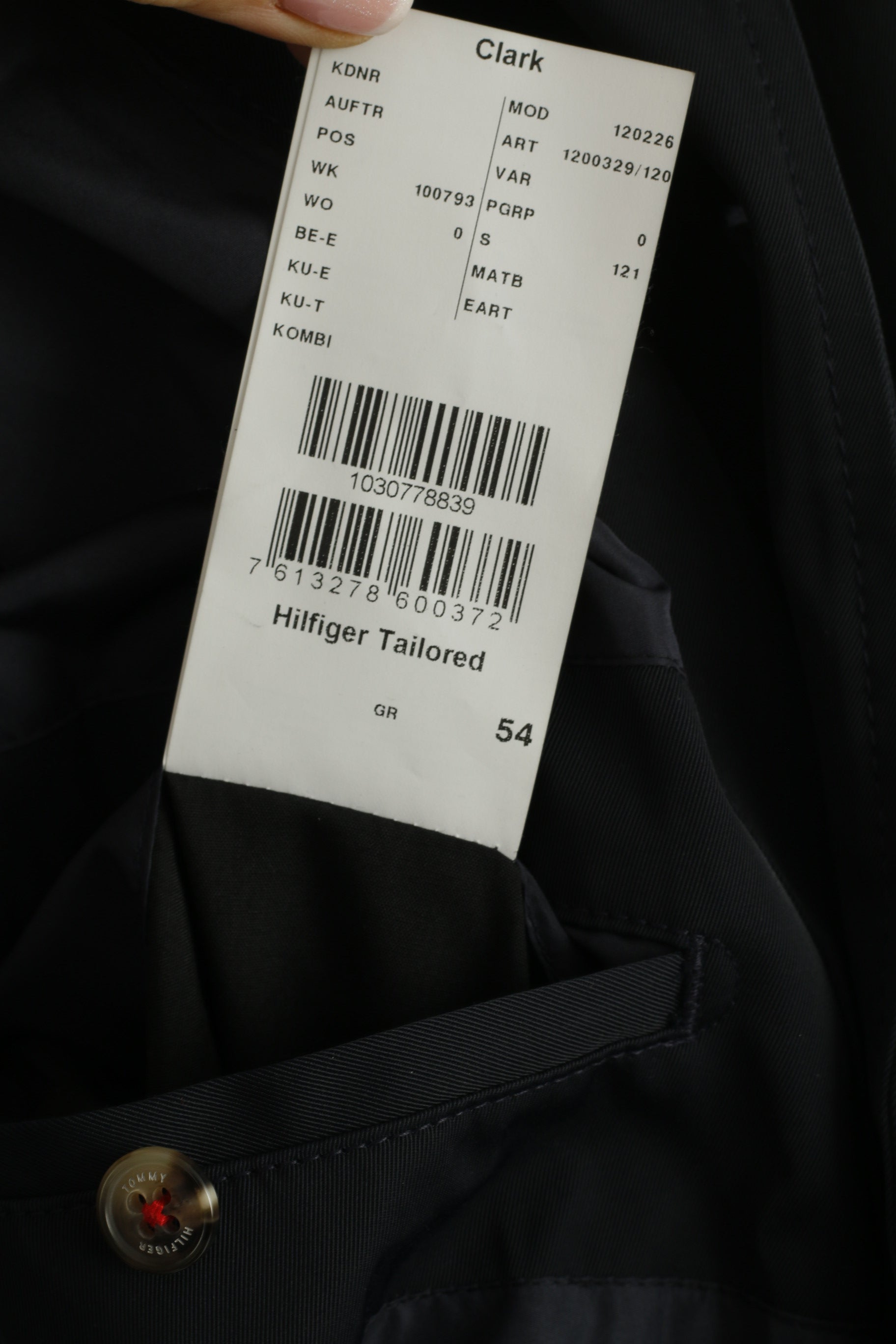 Tommy Hilfiger Tailored Men 54 L Coat Navy Shiny Belted Buttoned Casual Top