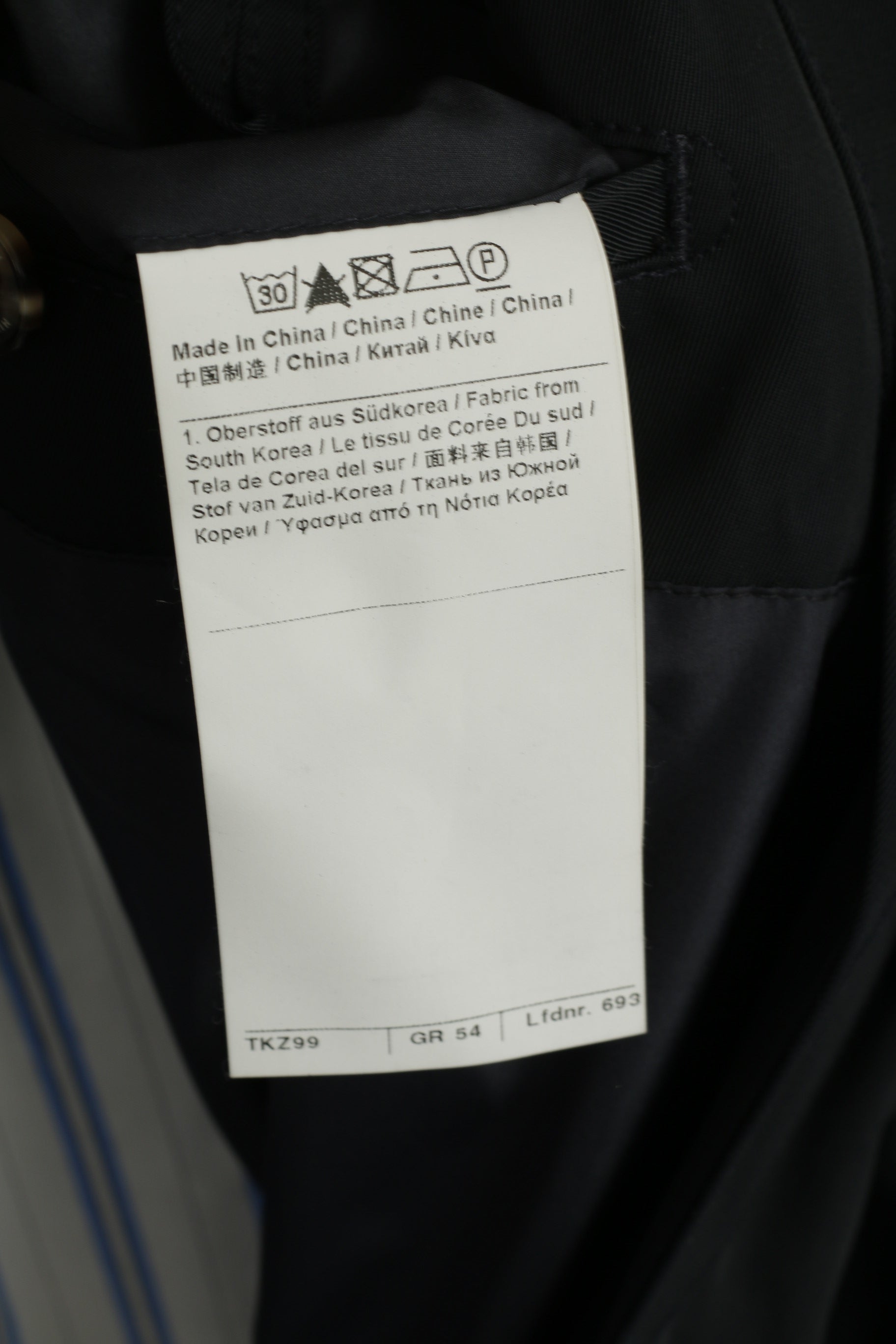 Tommy Hilfiger Tailored Men 54 L Coat Navy Shiny Belted Buttoned Casual Top