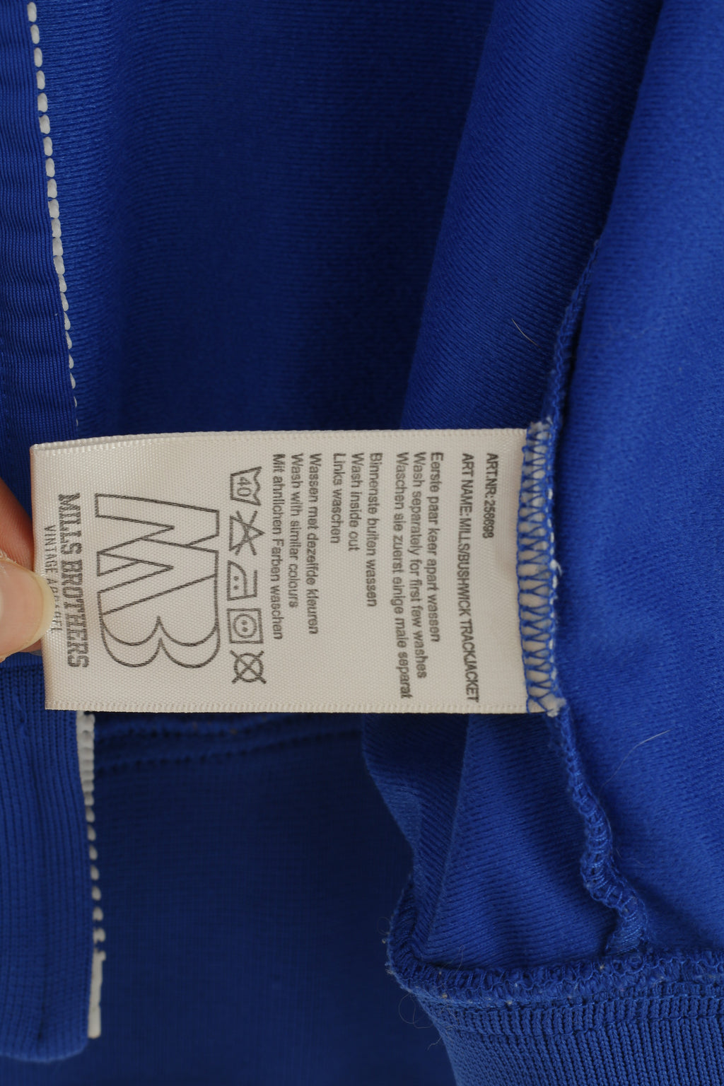 Mills Brothers Men M (S) Sweatshirt Blue Shiny Vintage Zip Up Sportswear Slim Track Top