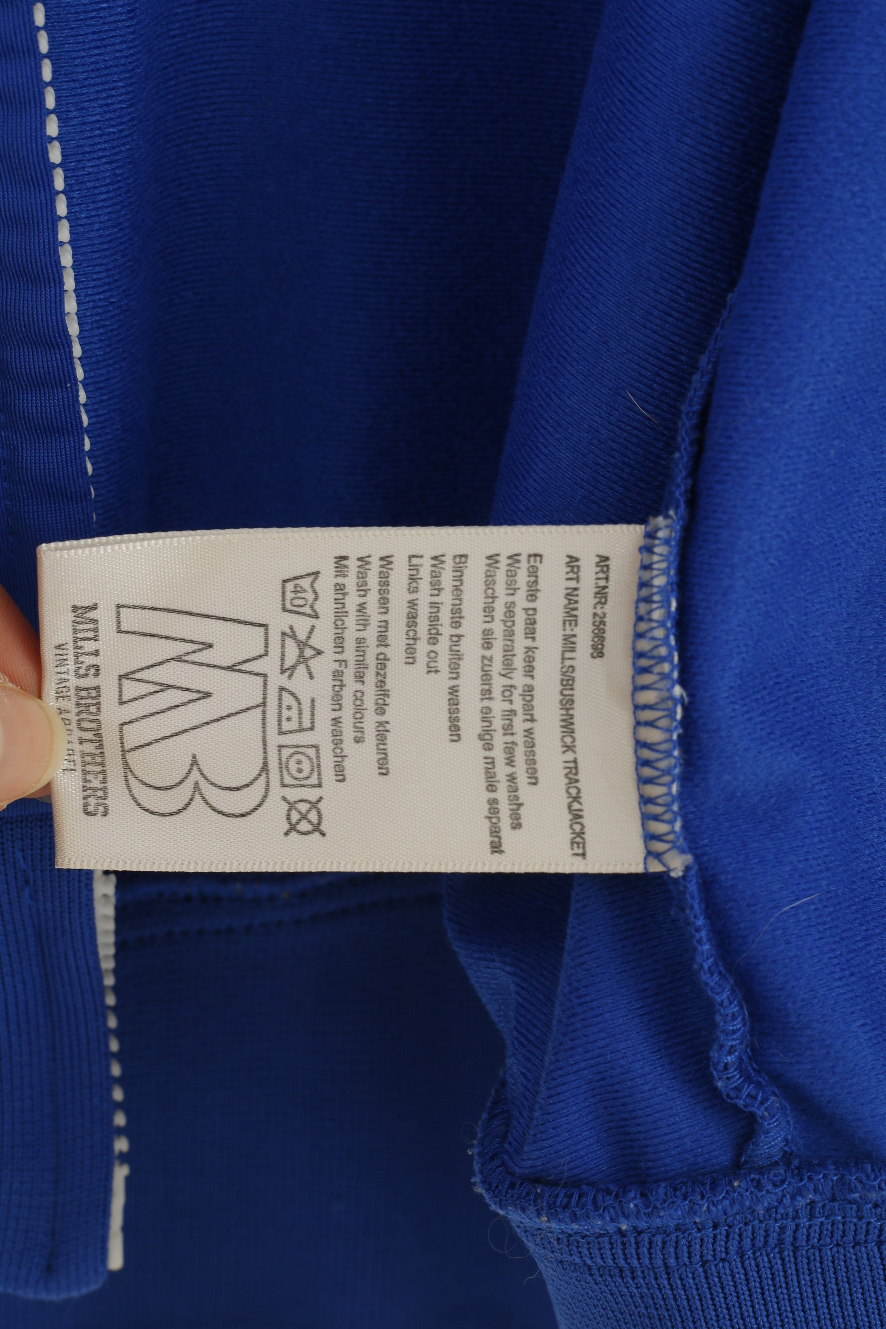 Mills Brothers Men M (S) Sweatshirt Blue Shiny Vintage Zip Up Sportswear Slim Track Top