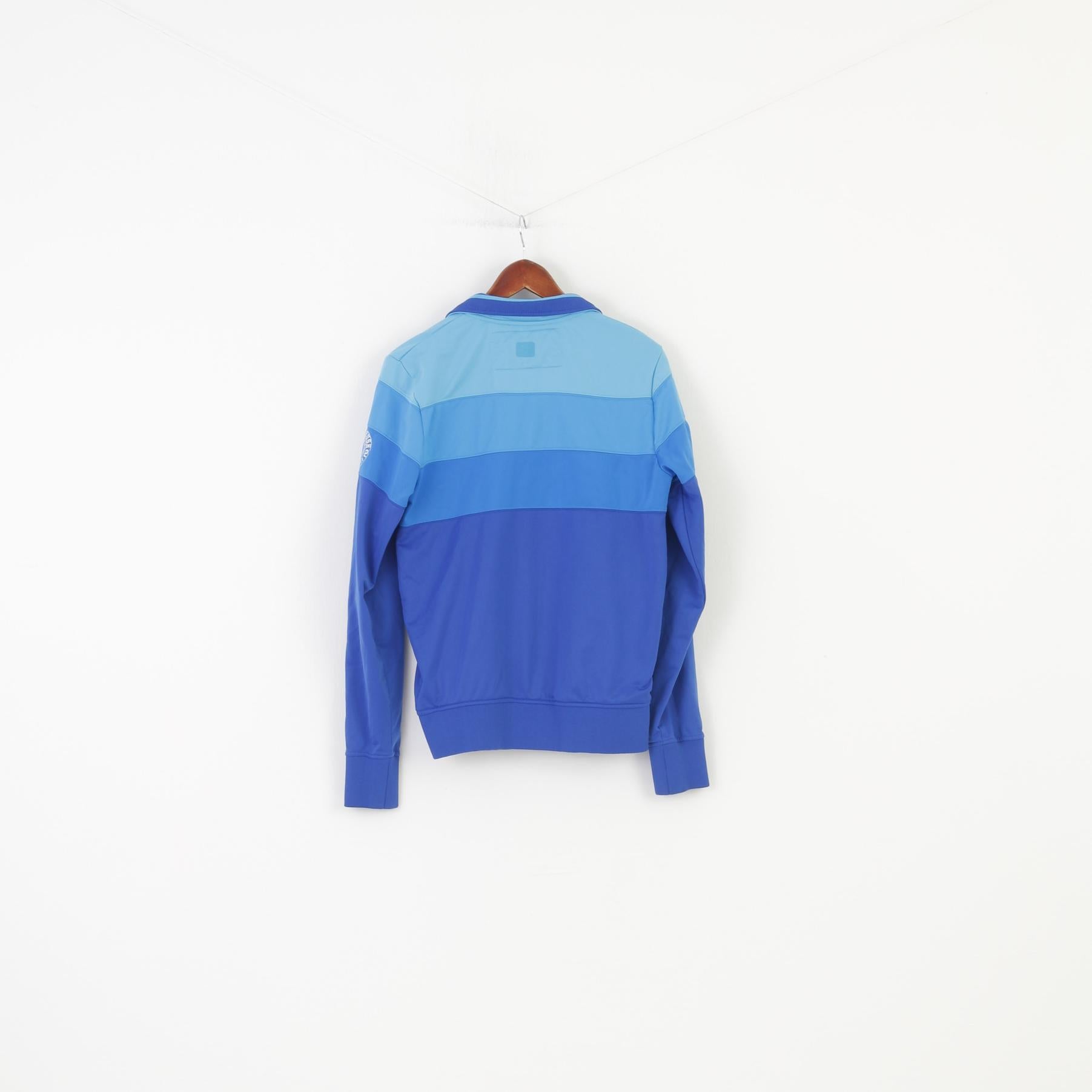 Mills Brothers Men M (S) Sweatshirt Blue Shiny Vintage Zip Up Sportswear Slim Track Top