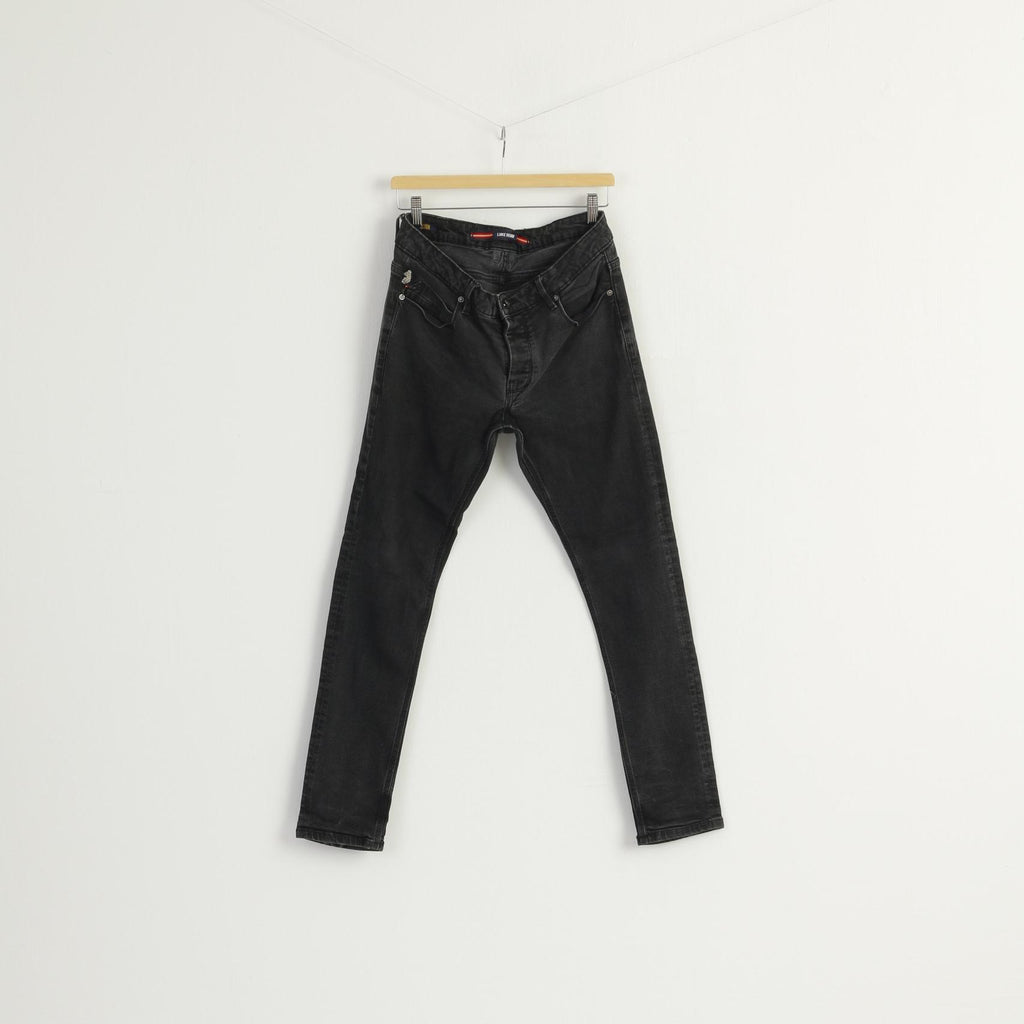 Luke Denim Men 34 Trousers Black Cotton Vacuum Stretch Jeans Skinny Pants