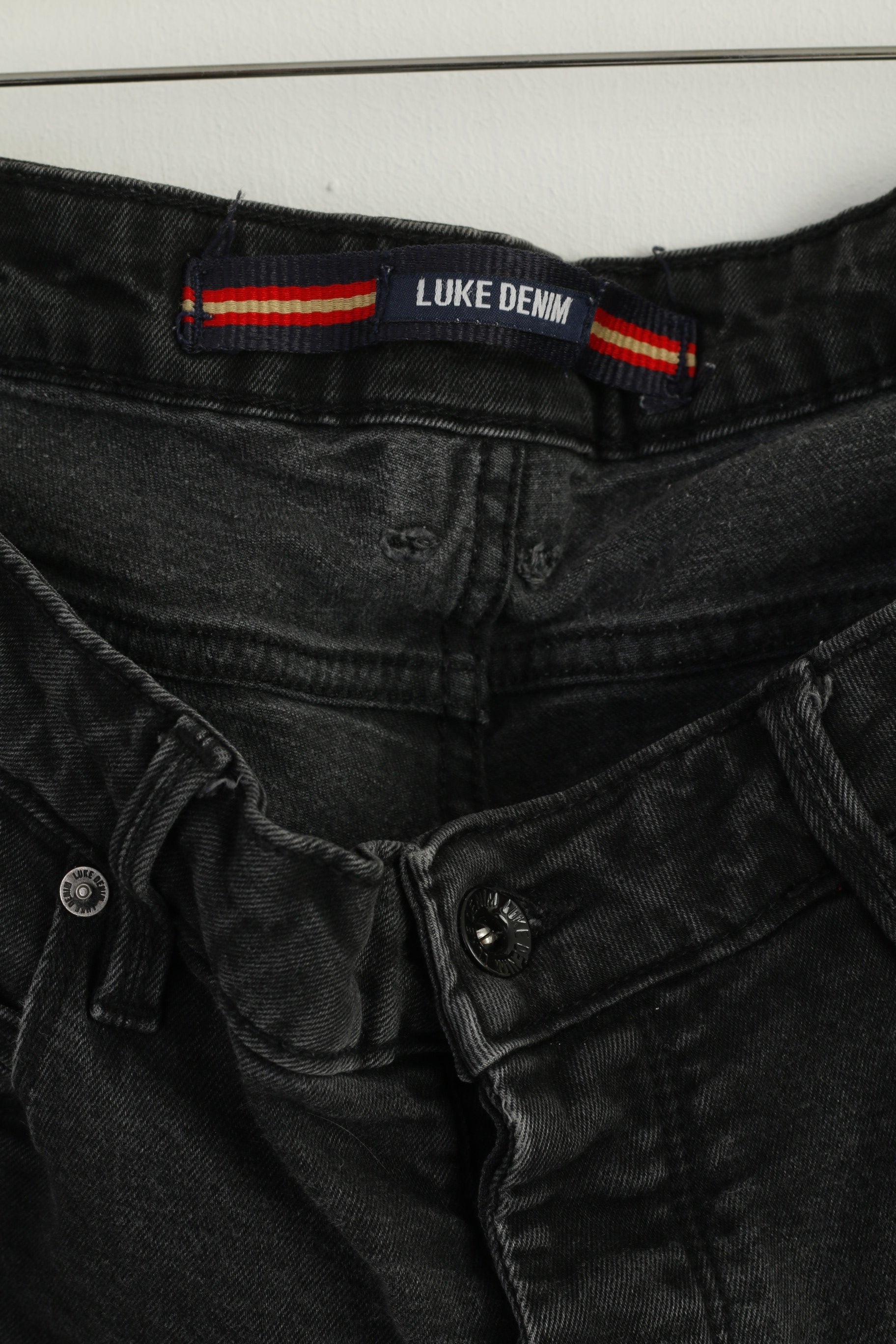 Luke Denim Men 34 Trousers Black Cotton Vacuum Stretch Jeans Skinny Pants