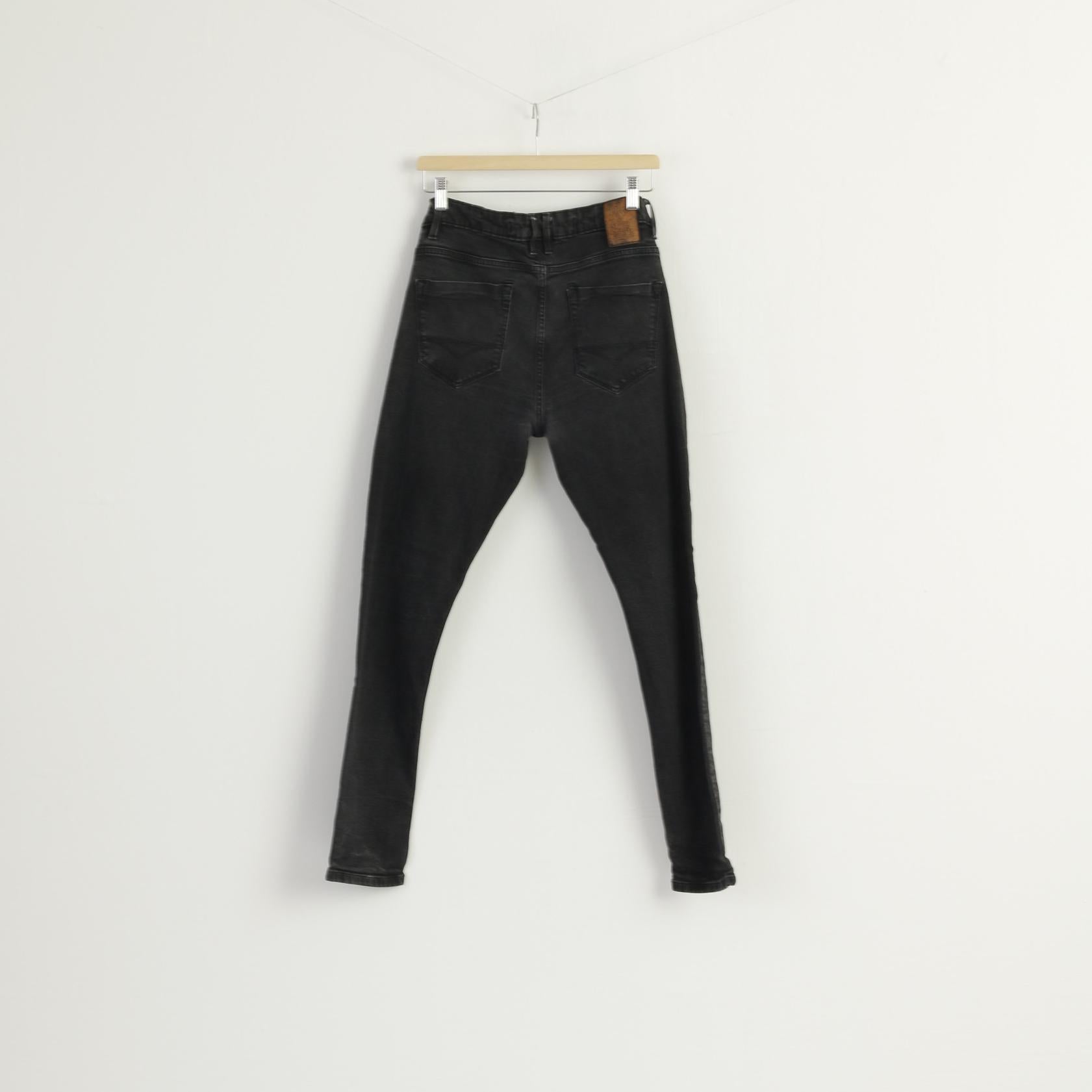 Luke Denim Men 34 Trousers Black Cotton Vacuum Stretch Jeans Skinny Pants