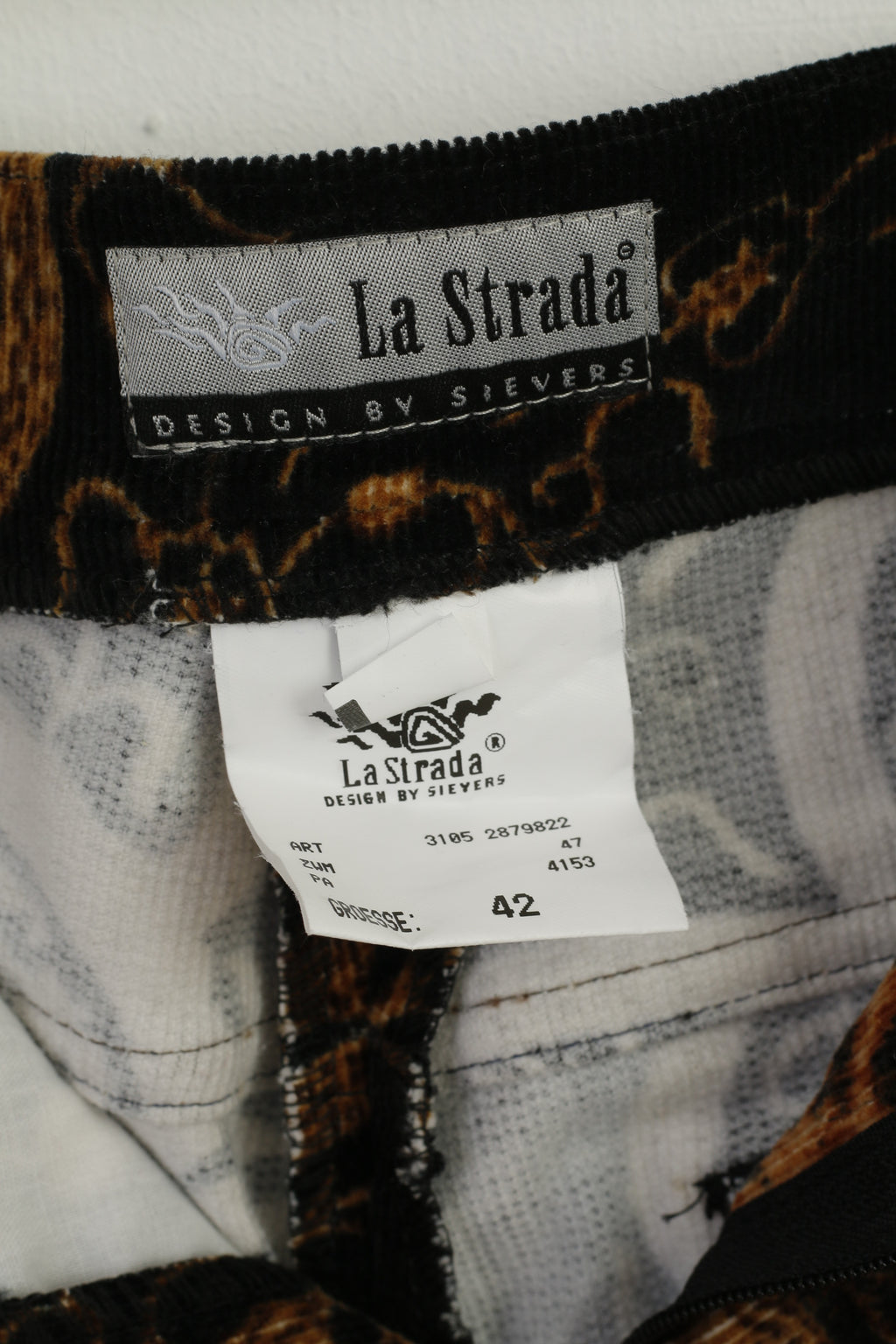 New La Strada Women 42 Trousers Brown Cotton Stretch Design Casual Pants