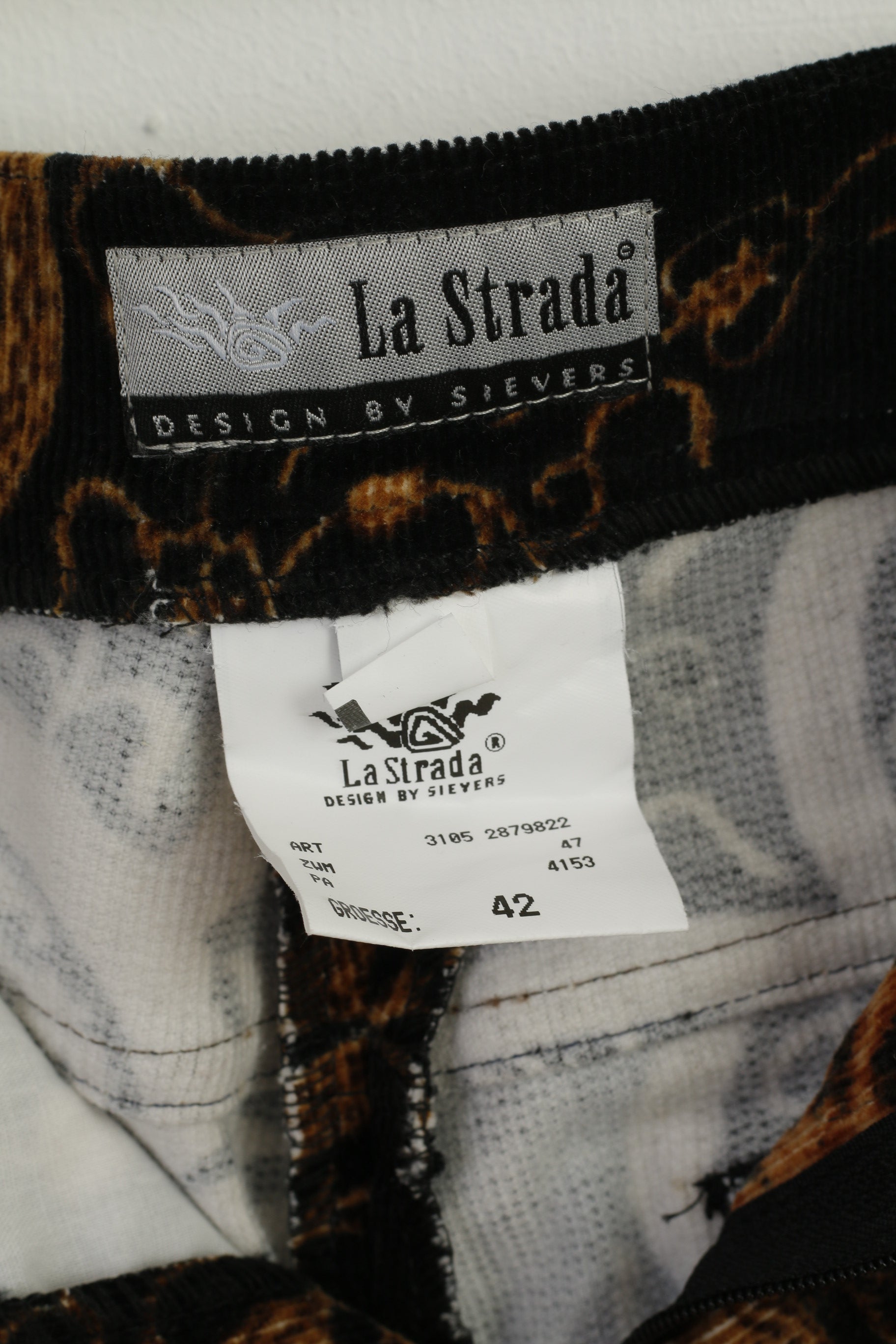 New La Strada Women 42 Trousers Brown Cotton Stretch Design Casual Pants