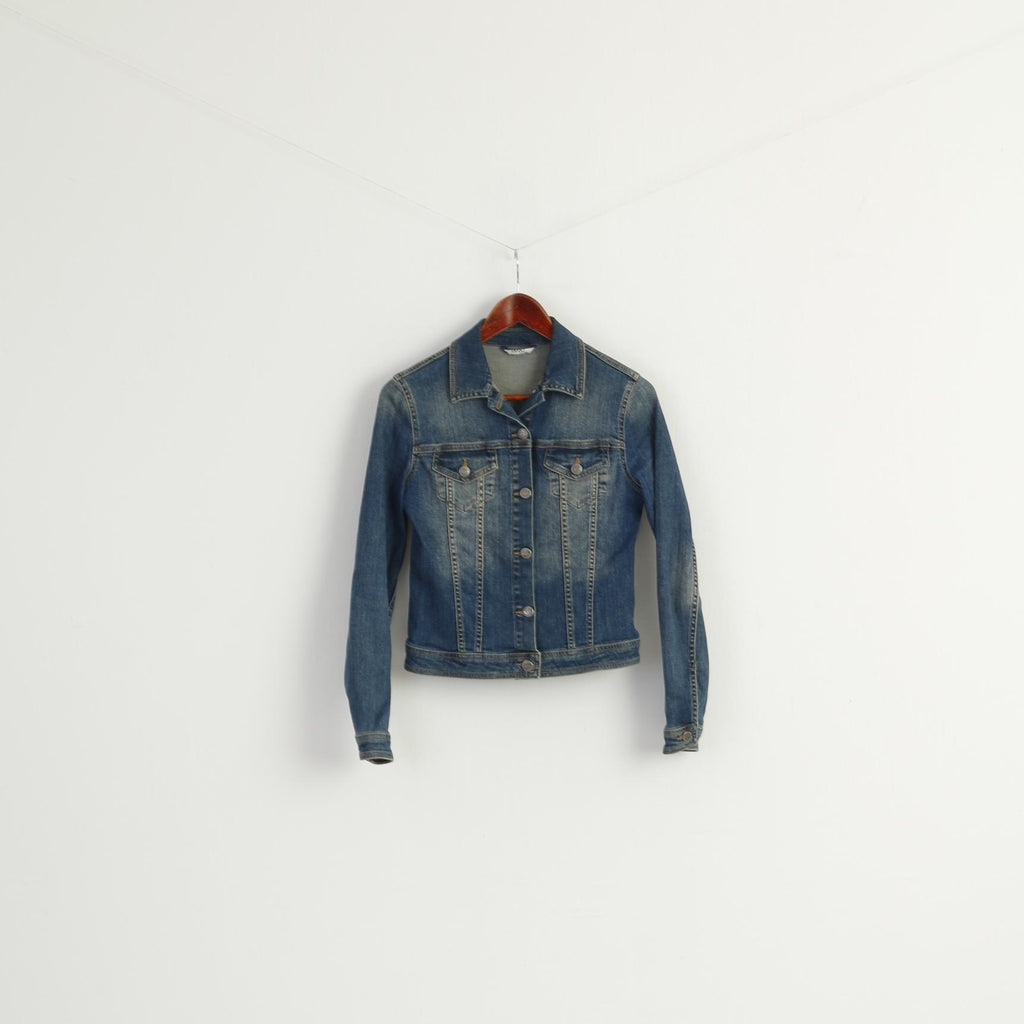 LIU-JO Jeans Women M Jacekt Blue Denim Cotton Elastane Classic Jean Top