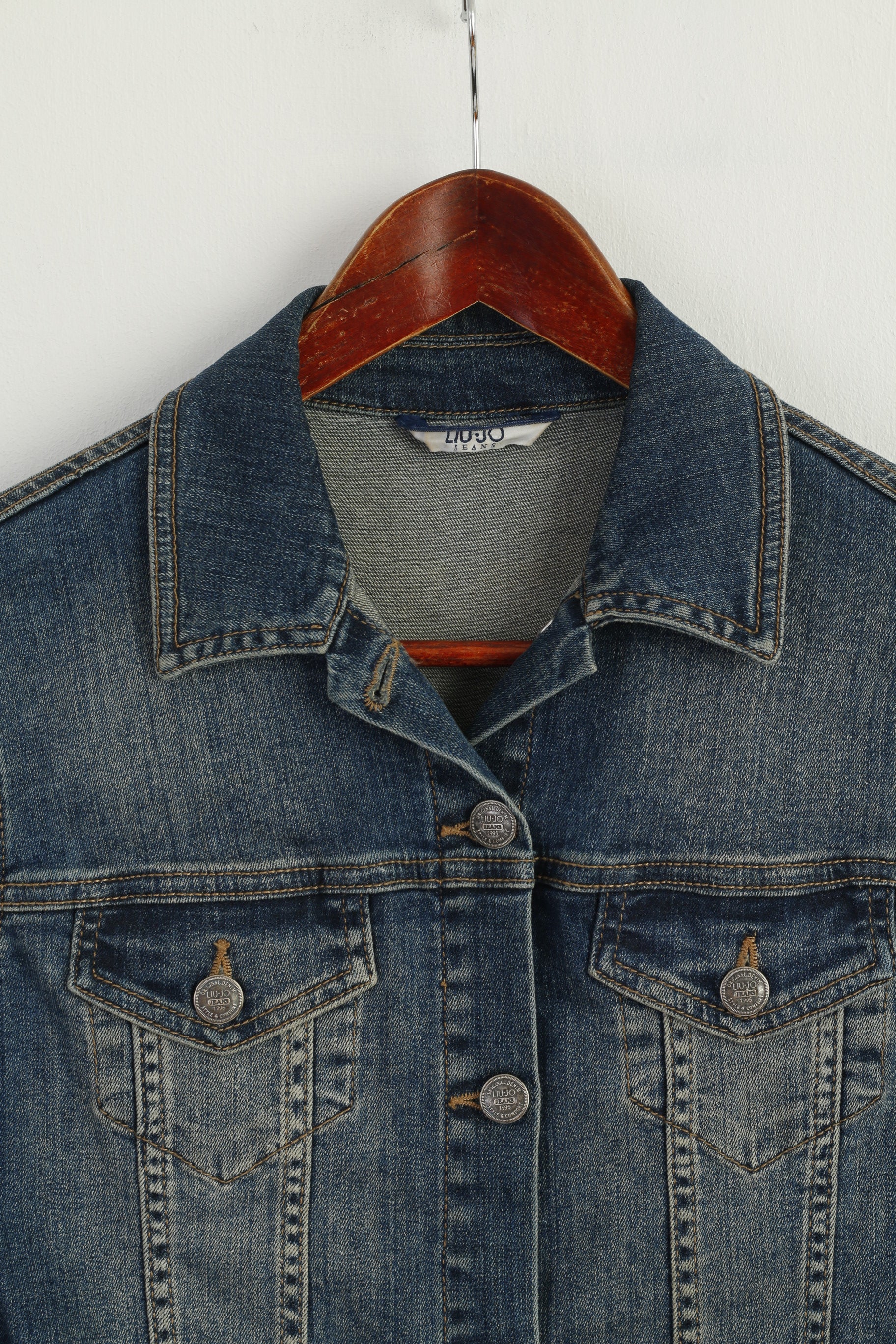 LIU-JO Jeans Women M (S) Jacekt Blue Denim Cotton Elastane Classic Jean Top