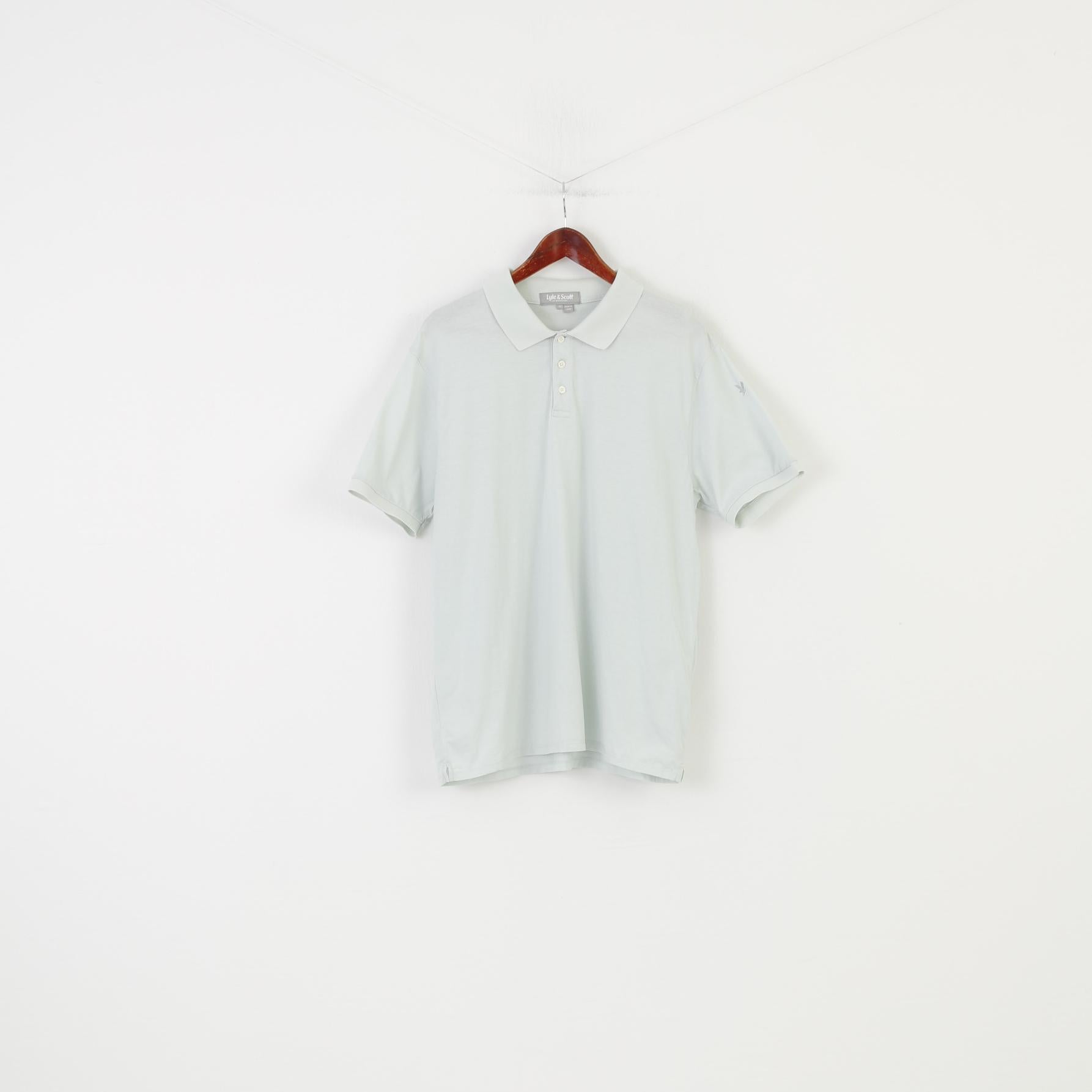 Lyle&Scott Men XL Polo Shirt Light Blue Cotton Collar EST 1874 Scotland Short Sleeve Top