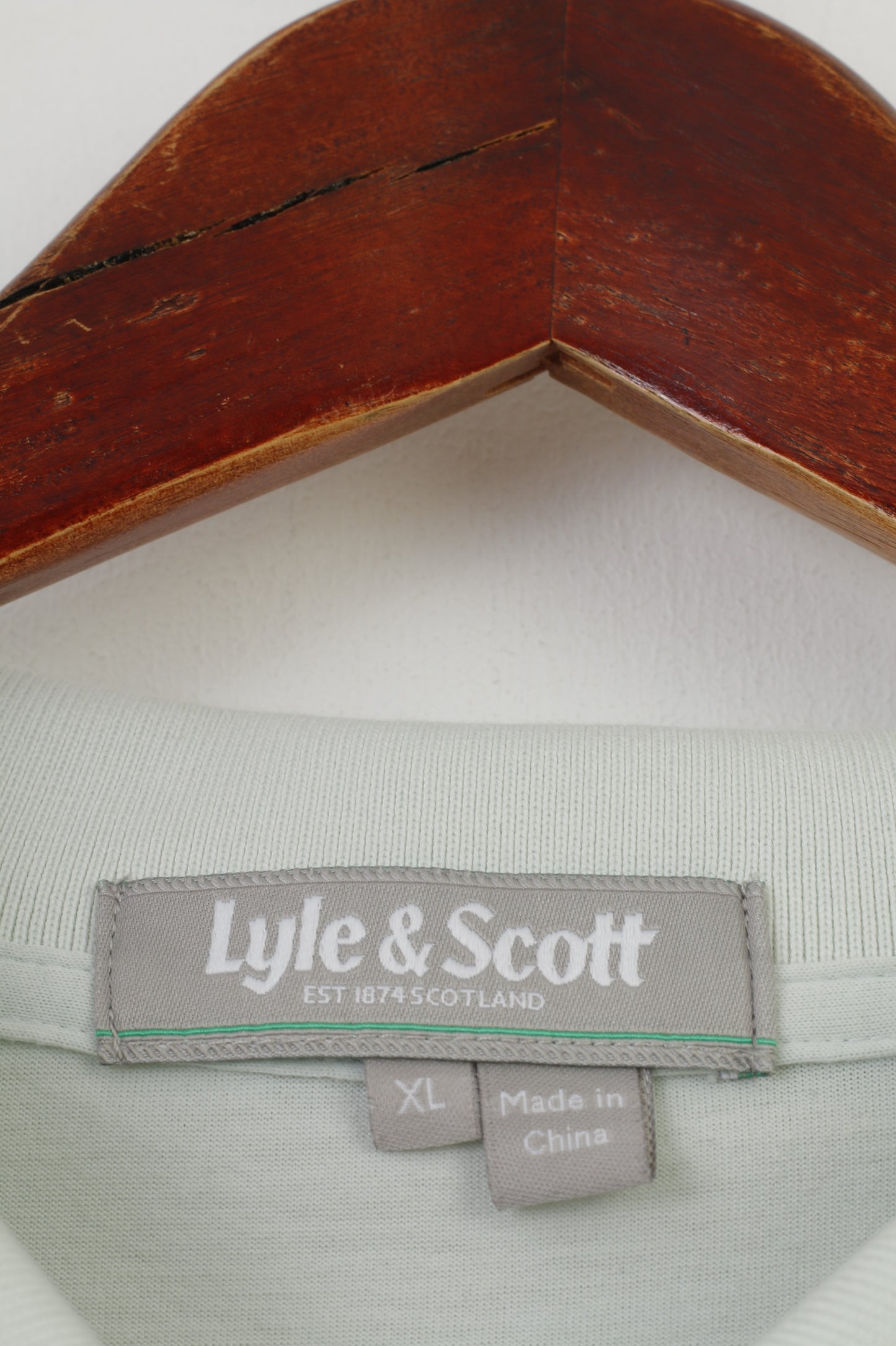 Polo Lyle&amp;Scott da uomo XL colletto in cotone azzurro EST 1874 Scotland Top manica corta