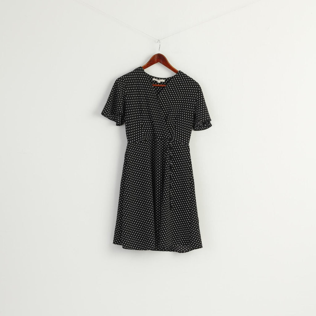 Monteau Los Angeles Women L (M) Mini Dress Black White Dots Vintage Style