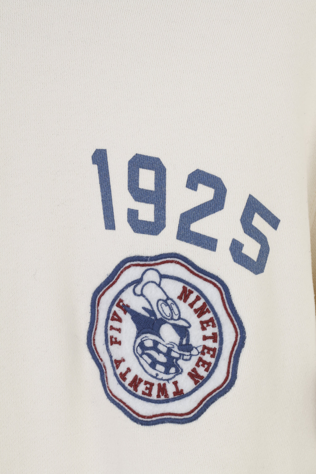 Disney Women L (M) Hoodie Cream Cotton Vintage  Mickey Friends Hood Kangaroo 1925 Top