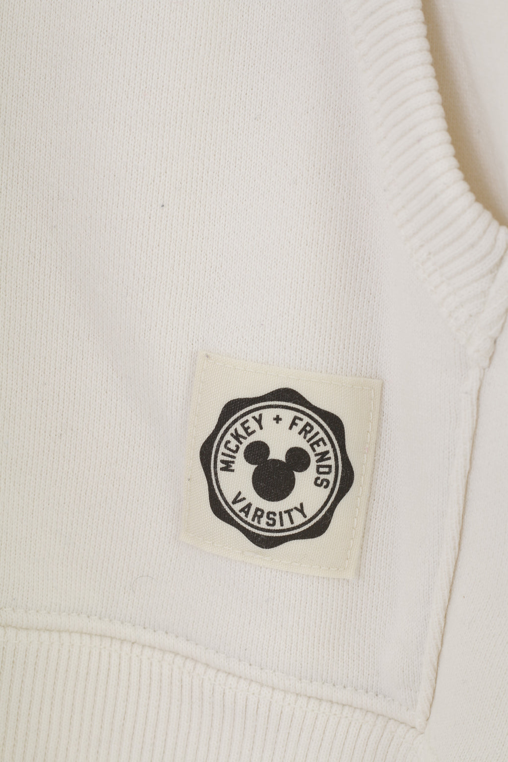 Disney Women L (M) Hoodie Cream Cotton Vintage  Mickey Friends Hood Kangaroo 1925 Top