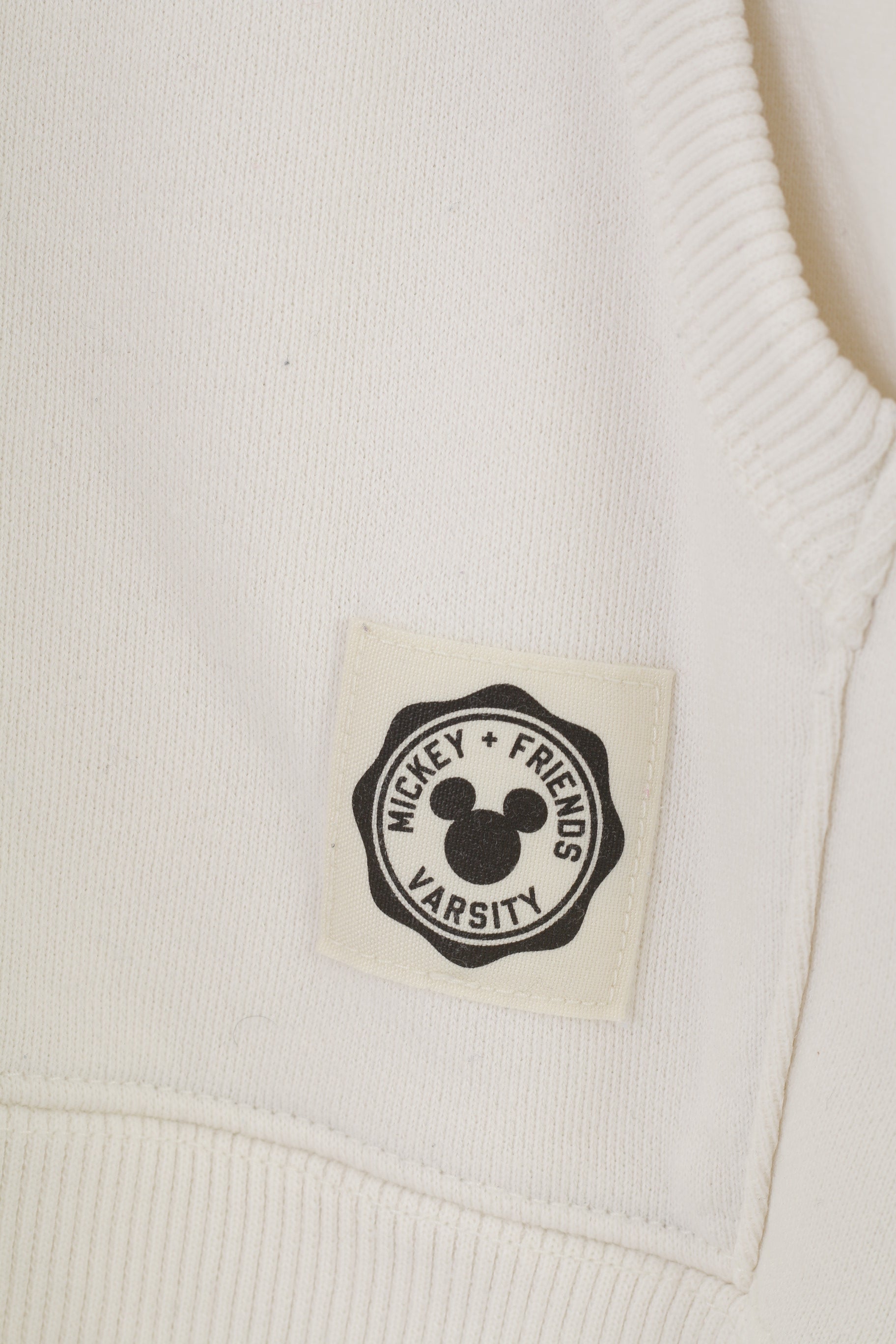 Disney Women L (M) Hoodie Cream Cotton Vintage  Mickey Friends Hood Kangaroo 1925 Top