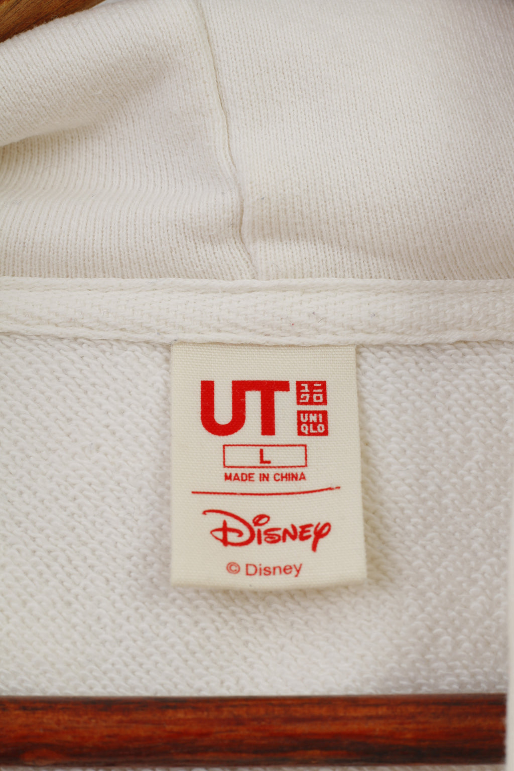 Disney Women L (M) Hoodie Cream Cotton Vintage  Mickey Friends Hood Kangaroo 1925 Top