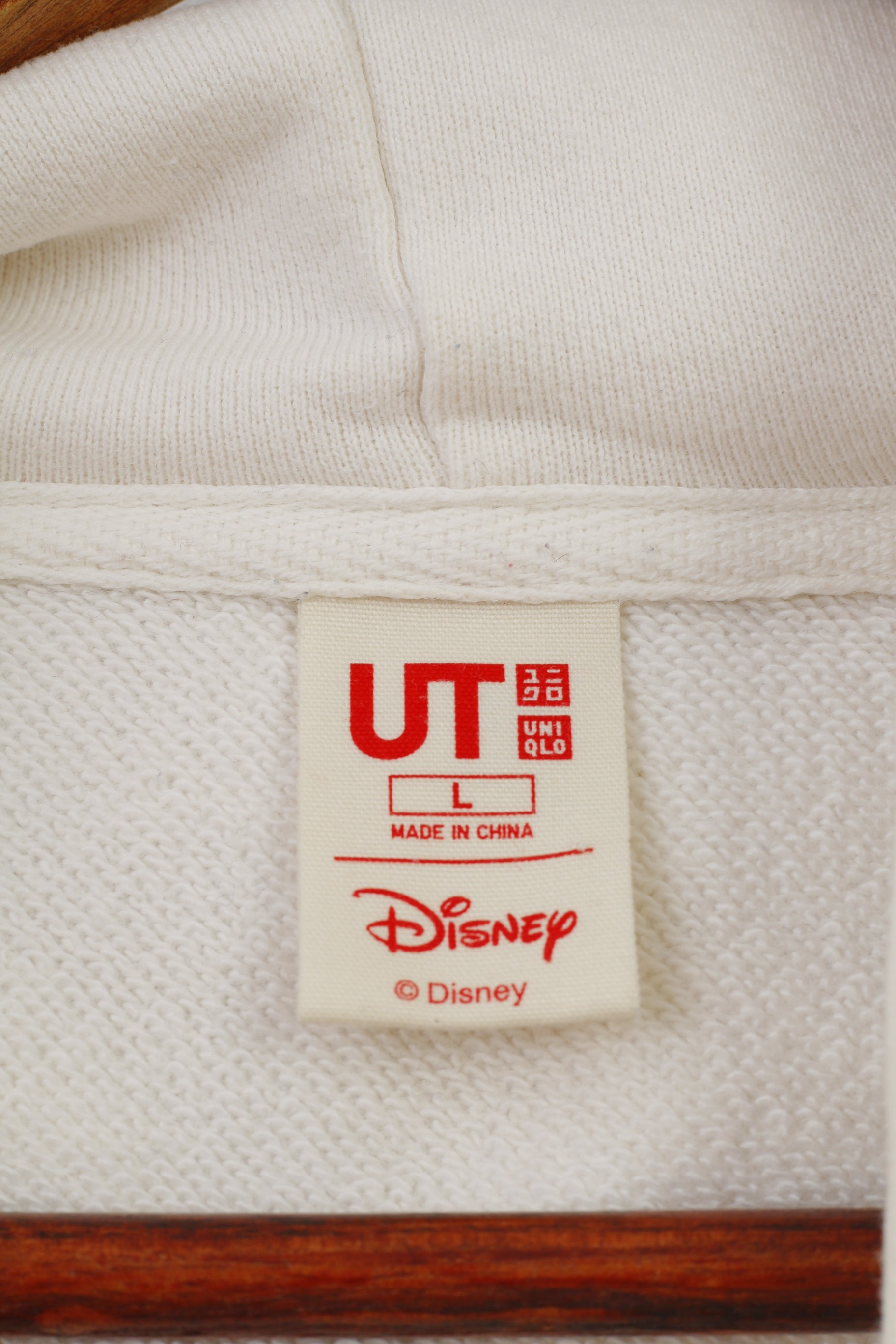 Disney Women L (M) Hoodie Cream Cotton Vintage  Mickey Friends Hood Kangaroo 1925 Top
