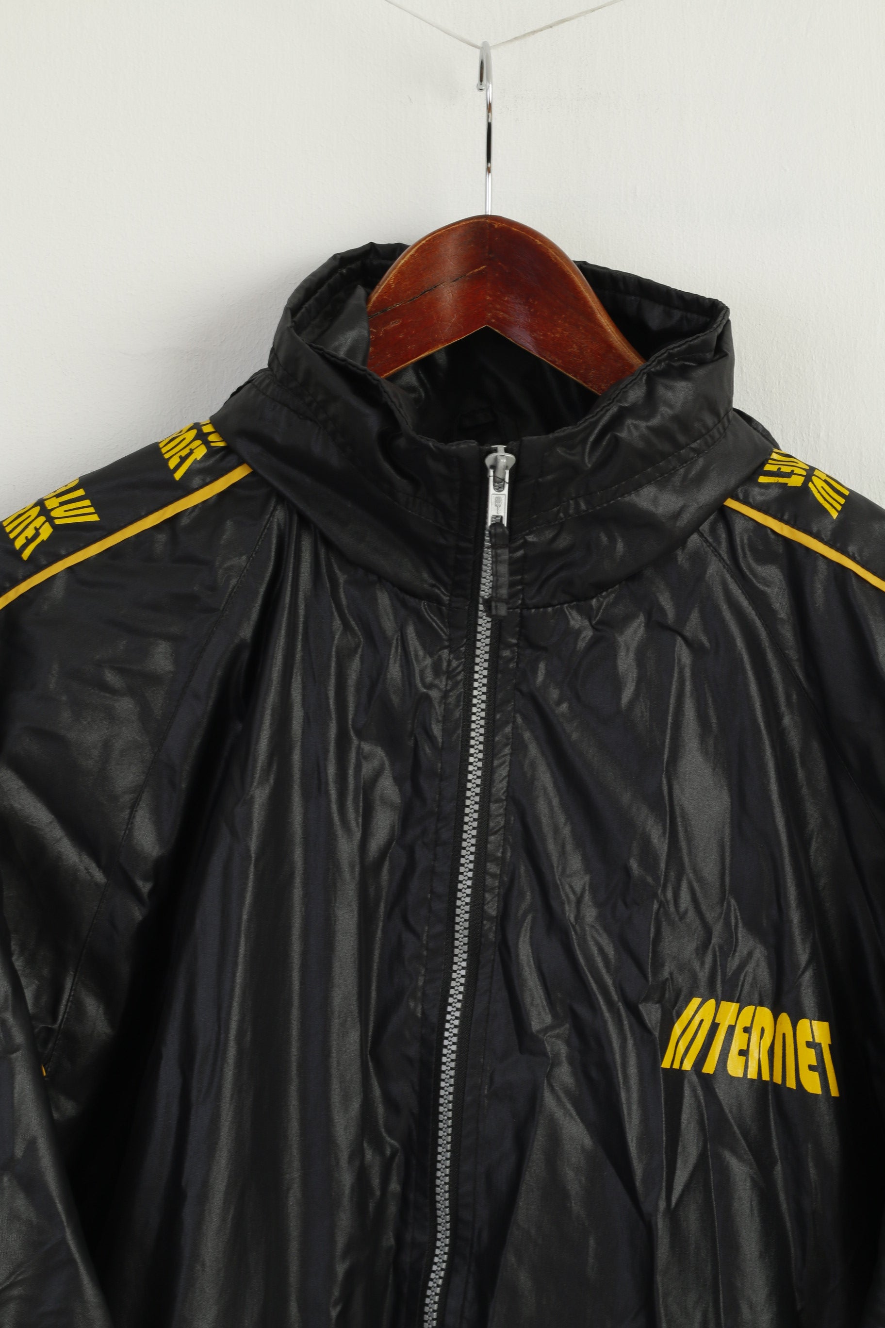 ARIZONA Men M 170 Jacket Black Nylon Waterproof Retro Hooded Zip Up Unisex Top