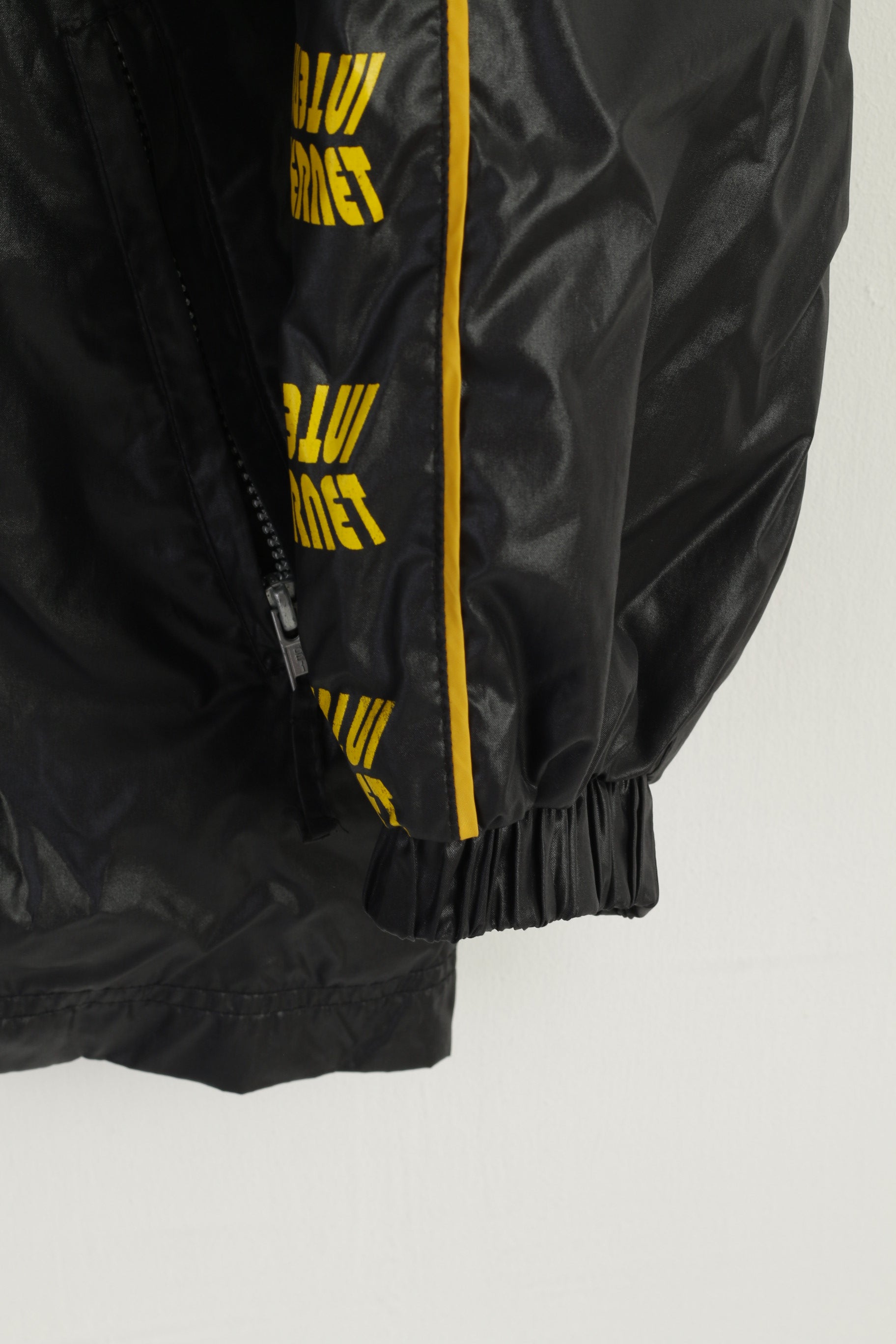 ARIZONA Men M 170 Jacket Black Nylon Waterproof Retro Hooded Zip Up Unisex Top