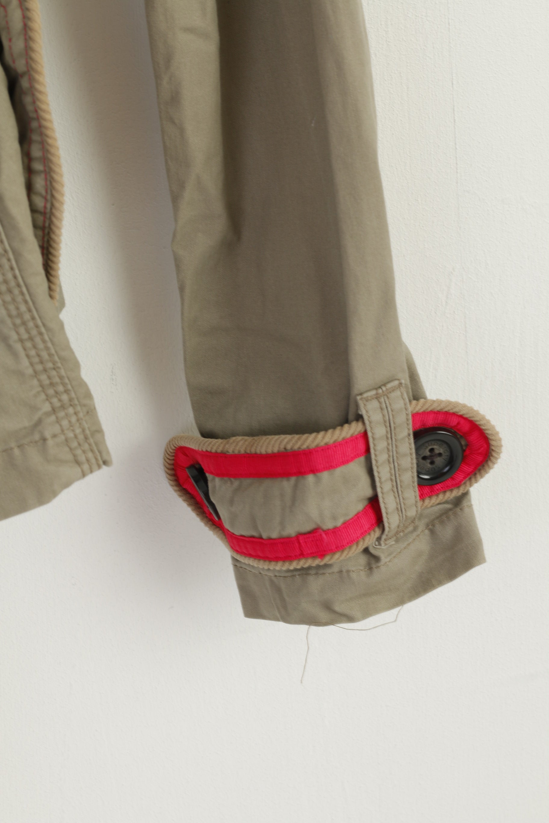 Superdry Women L (M) Jacket Beige Vintage Mac 100% Cotton Belted Fited Top