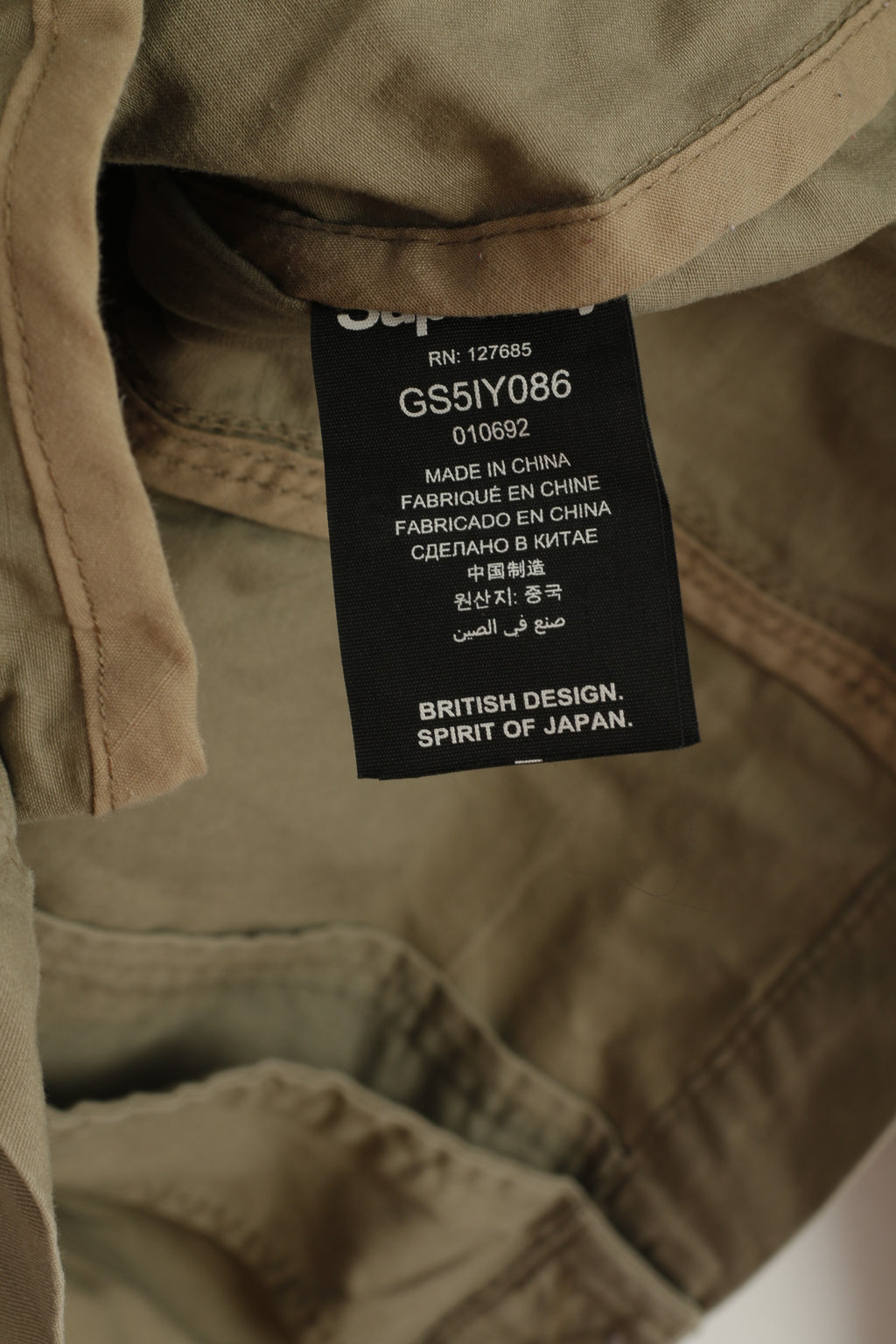Superdry Women L (M) Jacket Beige Vintage Mac 100% Cotton Belted Fited Top