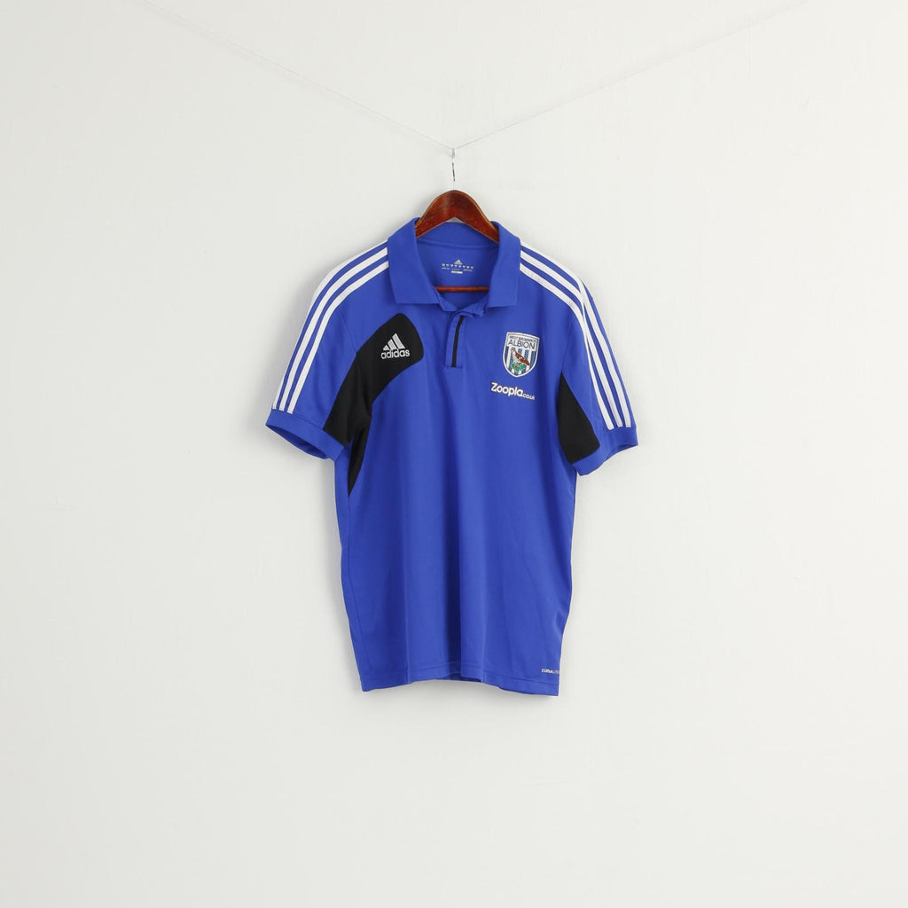 Adidas Men L Polo Shirt Blue West Bromwich Albion Football  Jersey Training Top