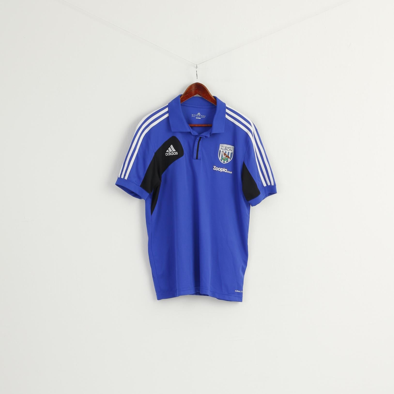 Adidas Men L Polo Shirt Blue West Bromwich Albion Football  Jersey Training Top