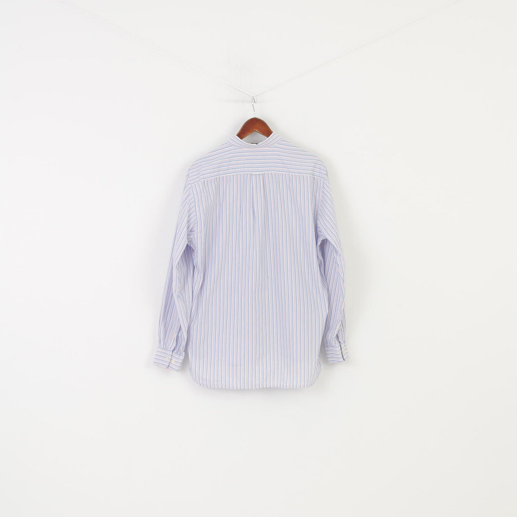 Gant Men L Casual Shirt Striped Blue Pink Regular Fit Collar Cotton Vineyard Poplin Top