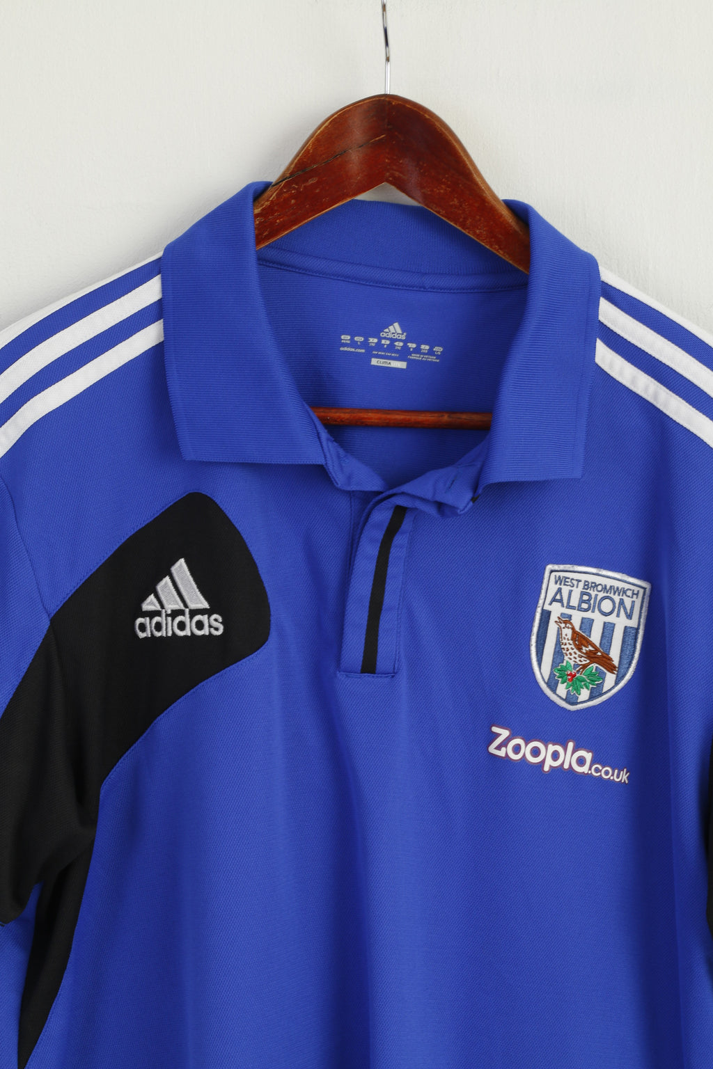 Adidas Men L Polo Shirt Blue West Bromwich Albion Football  Jersey Training Top