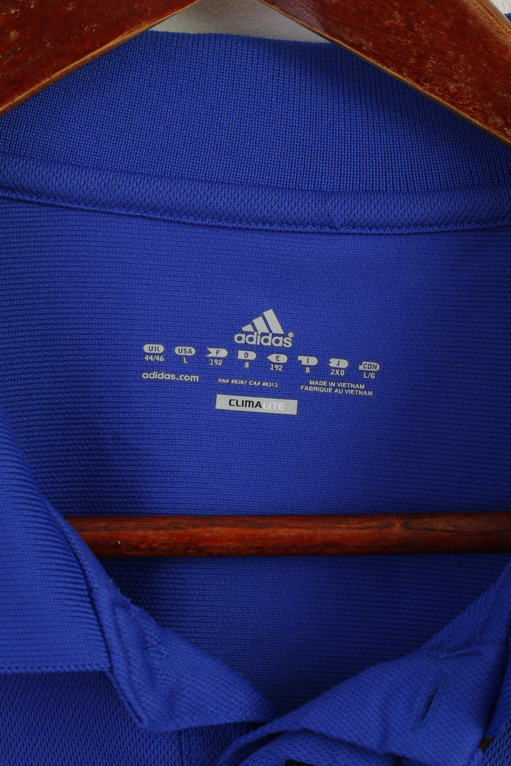 Adidas Men L Polo Shirt Blue West Bromwich Albion Football  Jersey Training Top