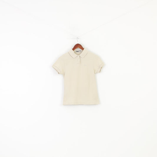 Fila Woman S (XS) Polo Shirt Beige Collar Cotton Sport Short Sleeve Top