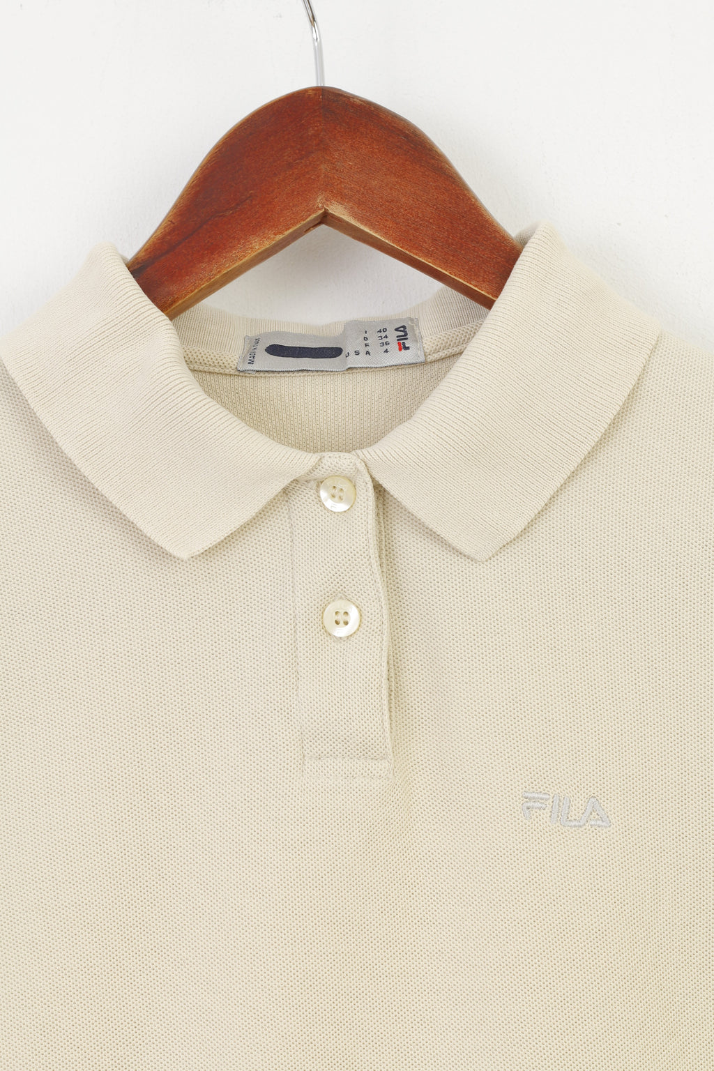 Fila Woman S (XS) Polo Beige Col Coton Sport Manches Courtes Haut