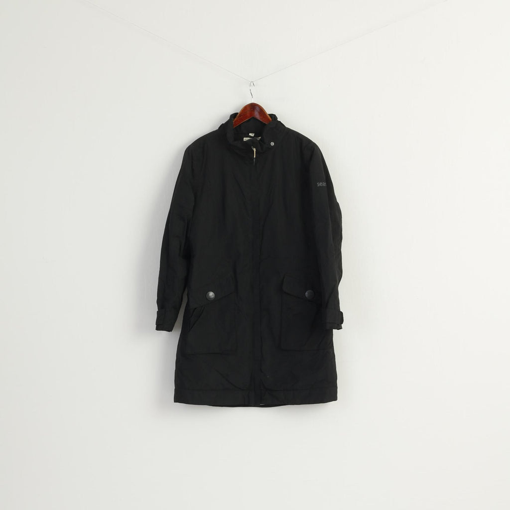 Seasalt Women 12 M Rain Coat Black Waterproof Breathable Full Zipper Casual Top
