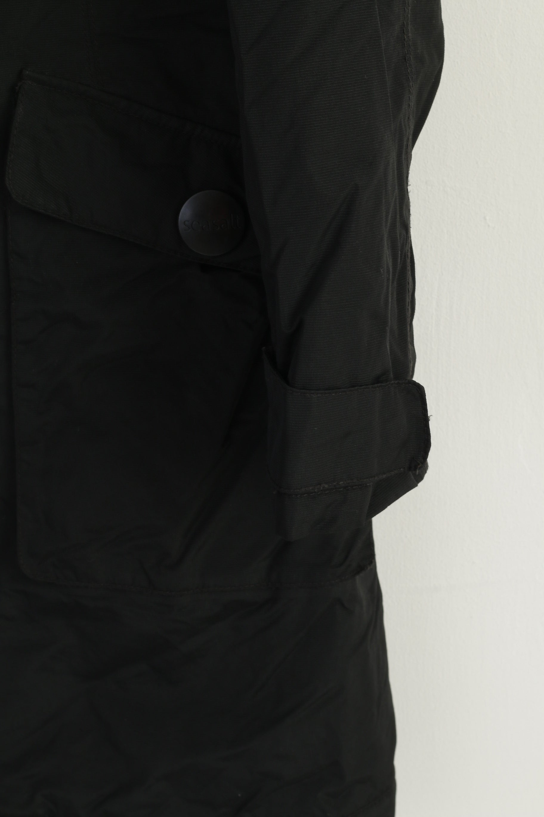 Seasalt Women 12 M Rain Coat Black Waterproof Breathable Full Zipper Casual Top