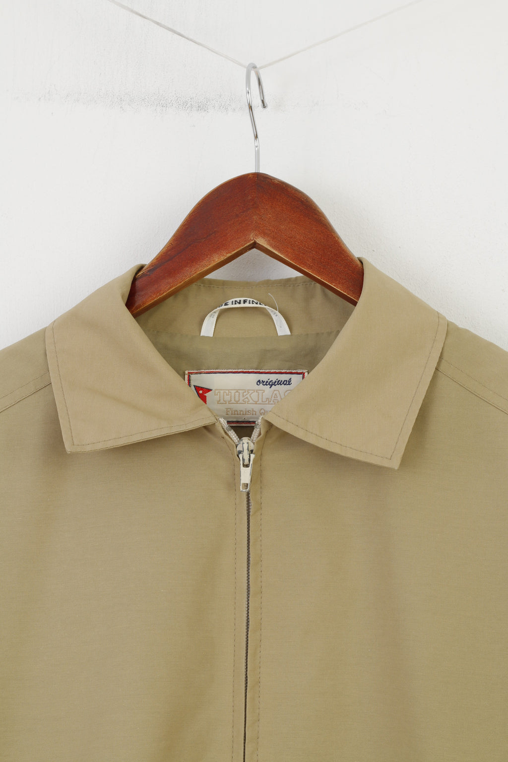 Tiklas Men M Jacket Olive Collar Full Zipper Finnish Quality Vintage Long Sleeve Top