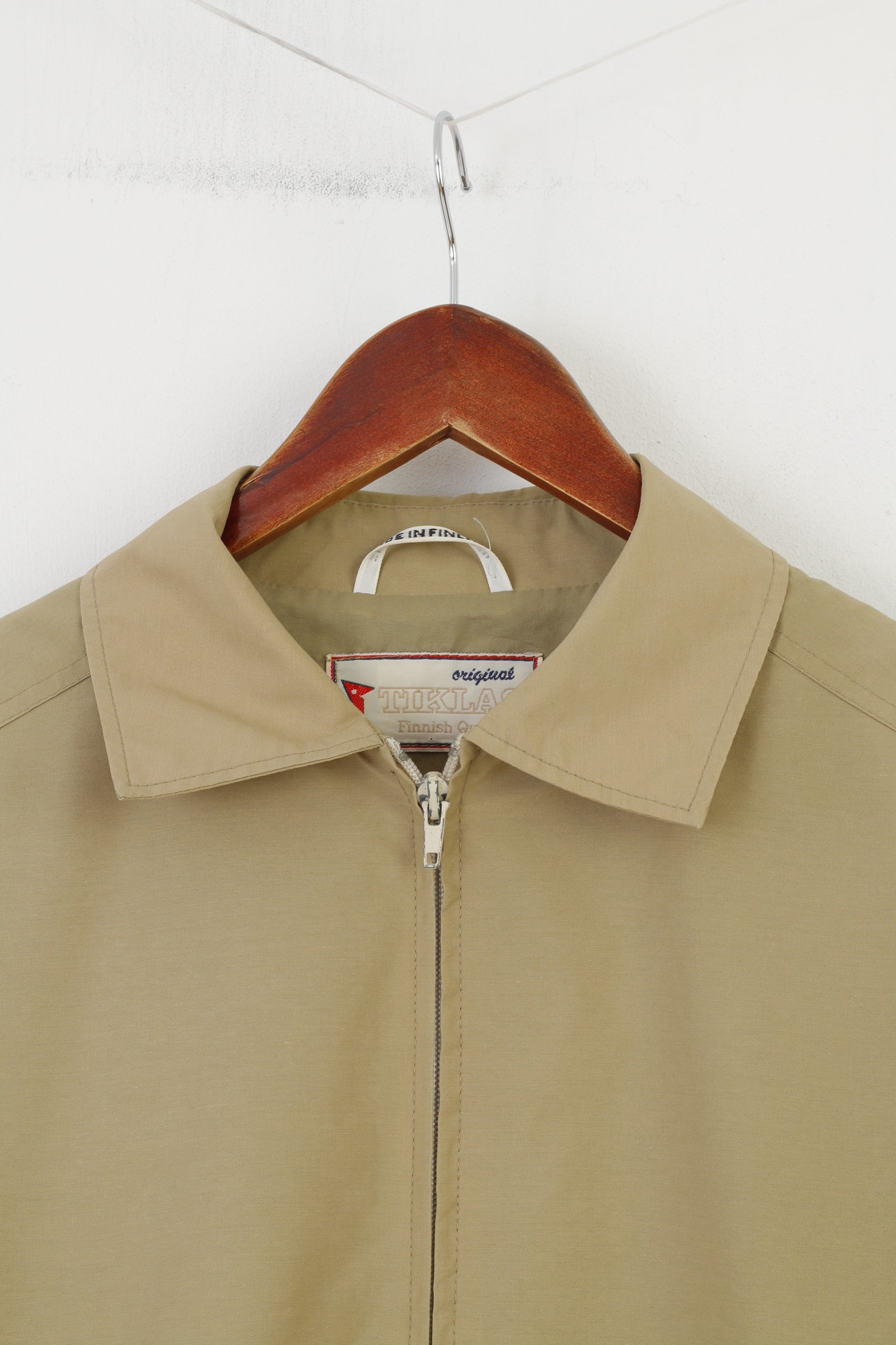 Tiklas Men M Jacket Olive Collar Full Zipper Finnish Quality Vintage Long Sleeve Top