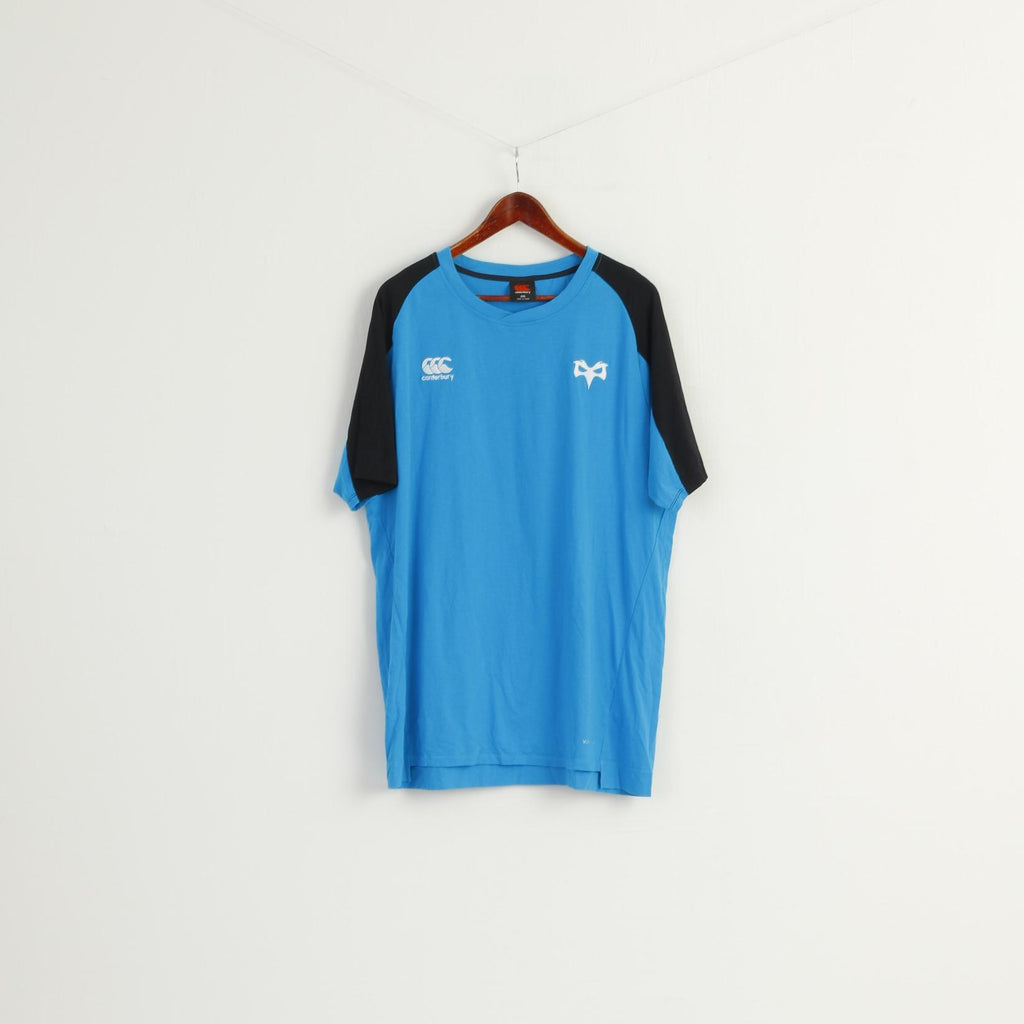 Canterbury Men XXL Shirt Blue Cotton OSPREYS Rugby Lovell New Zealand Sport Top