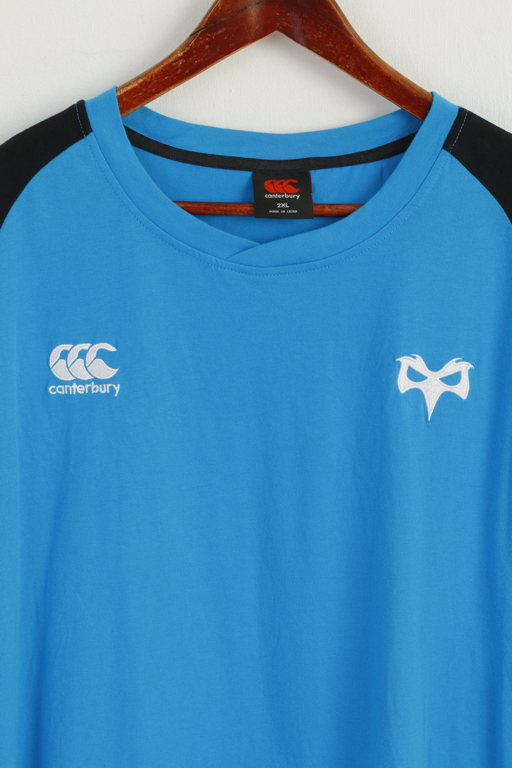 Canterbury Men XXL Shirt Blue Cotton OSPREYS Rugby Lovell New Zealand Sport Top