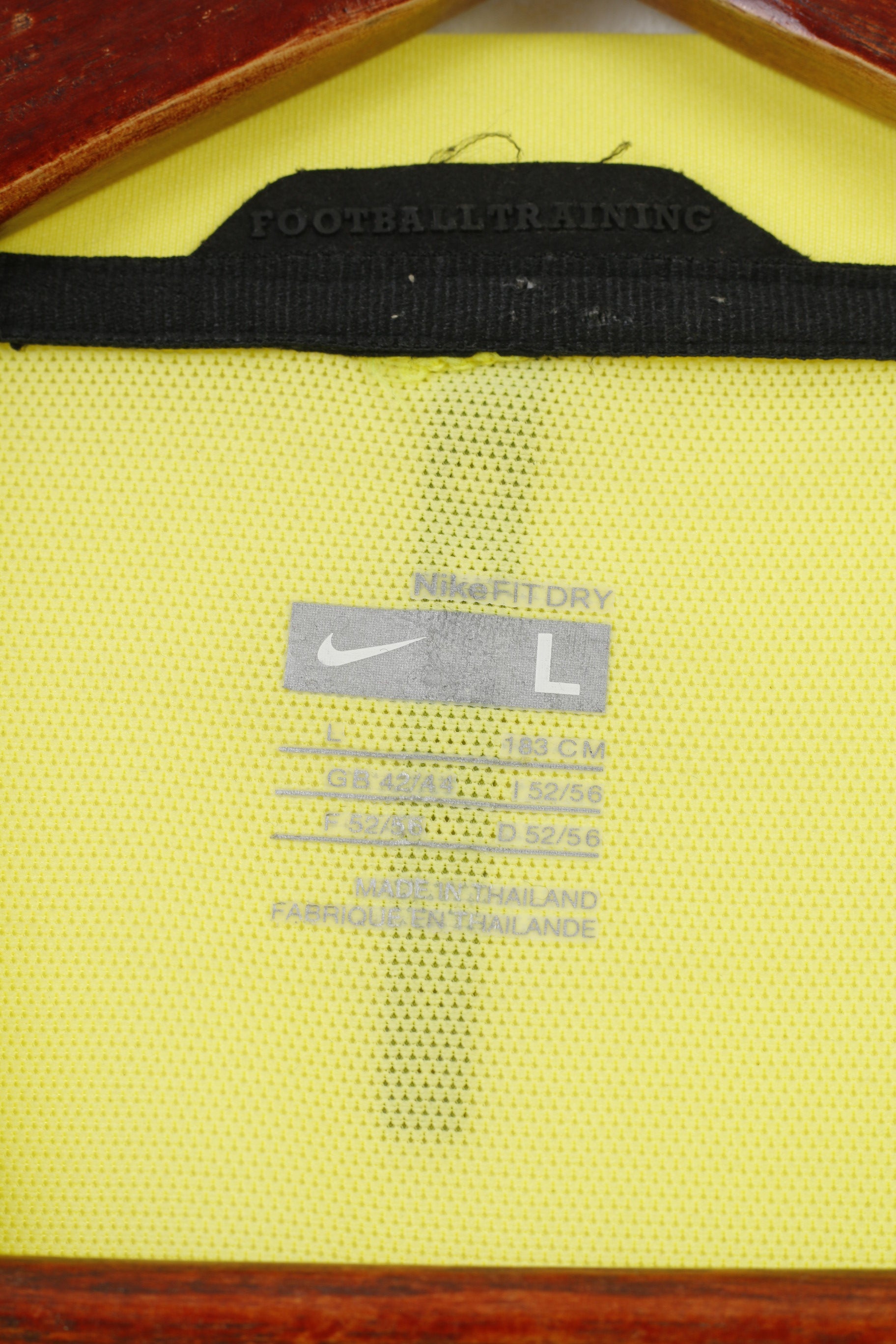 Nike Men L Shirt Yellow Fit Dry Sport Football Jersey Top