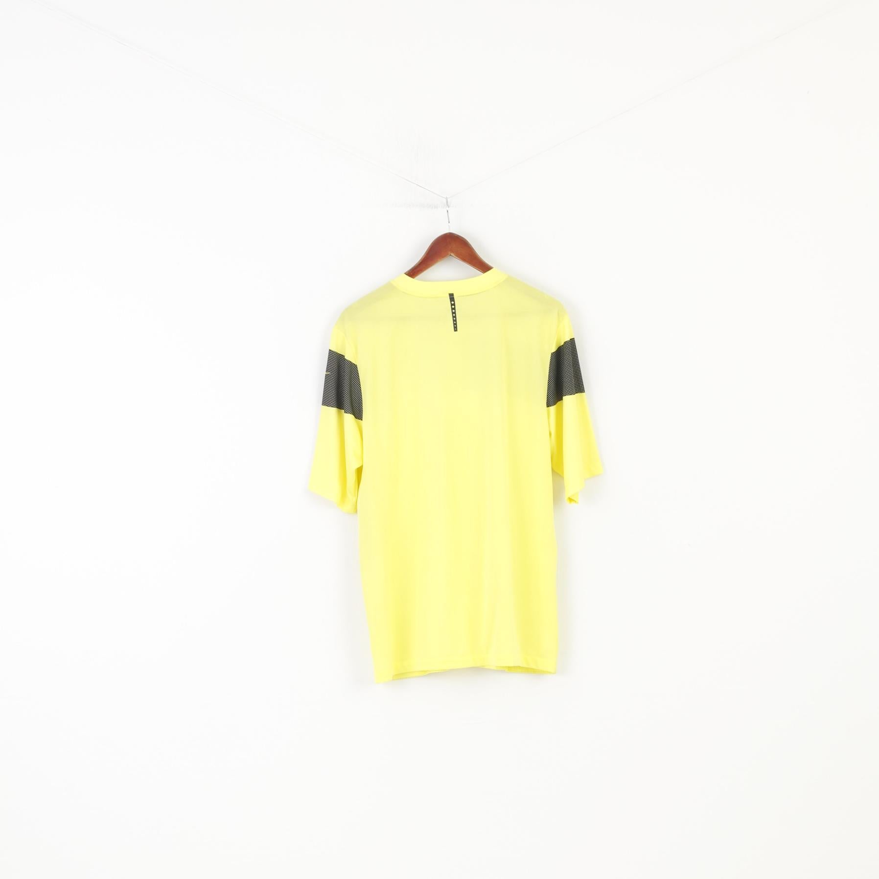 Nike Men L Shirt Yellow Fit Dry Sport Football Jersey Top