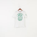 Ringspun Men L T-shirt White Cotton Sport Dinosaur Graphic Vintage Top