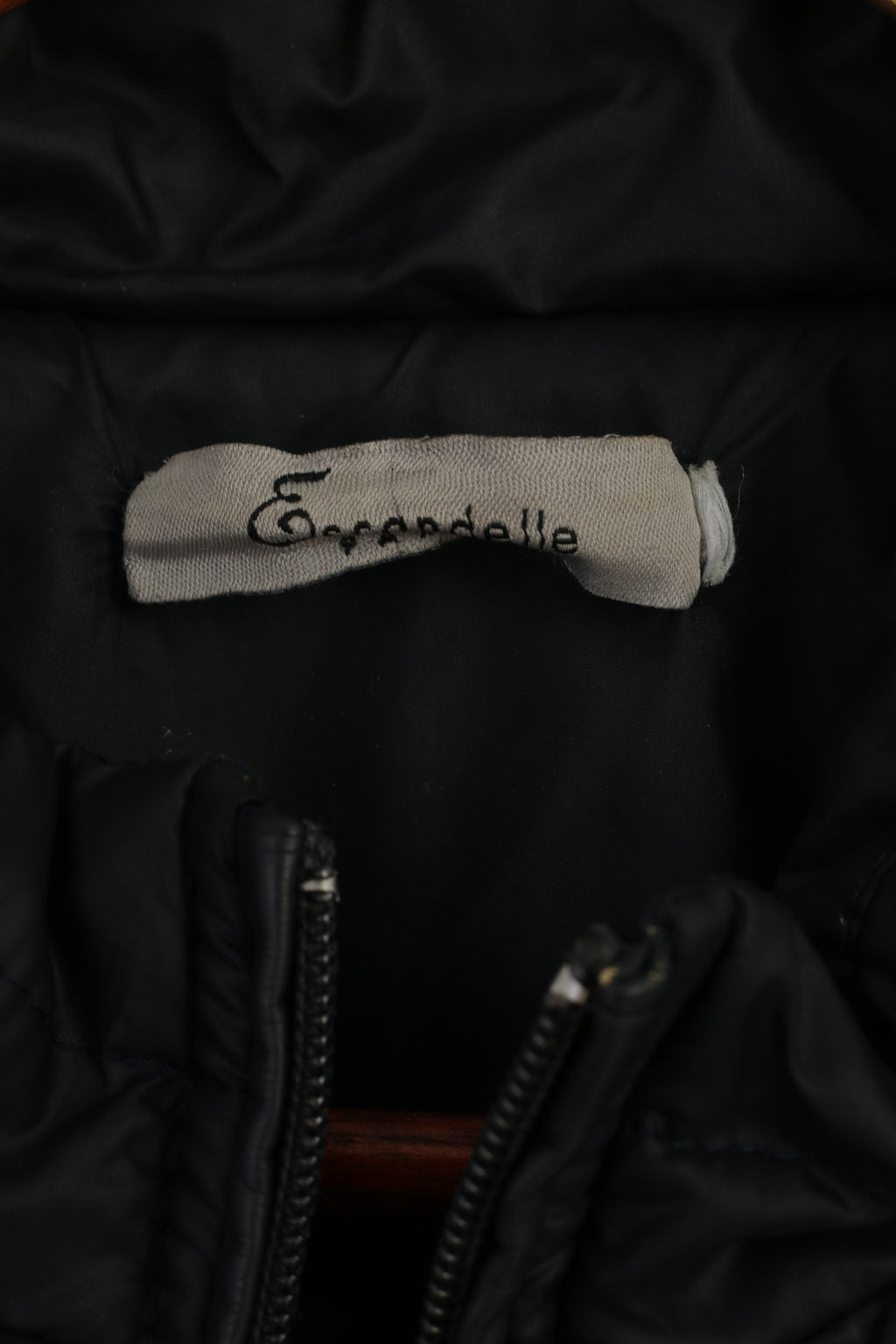 Escandelle Paris Women M Jacket Navy Quilted Casual Full Zipper Lightweight Top